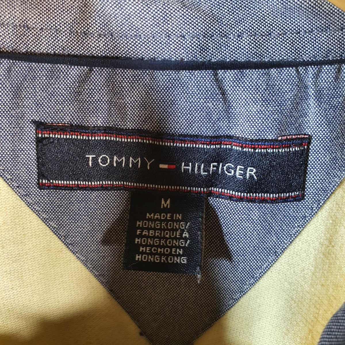 Vintage Tommy Hilfiger Polo Shirt Men’s Medium Yellow Classic Fit Embroidered Logo