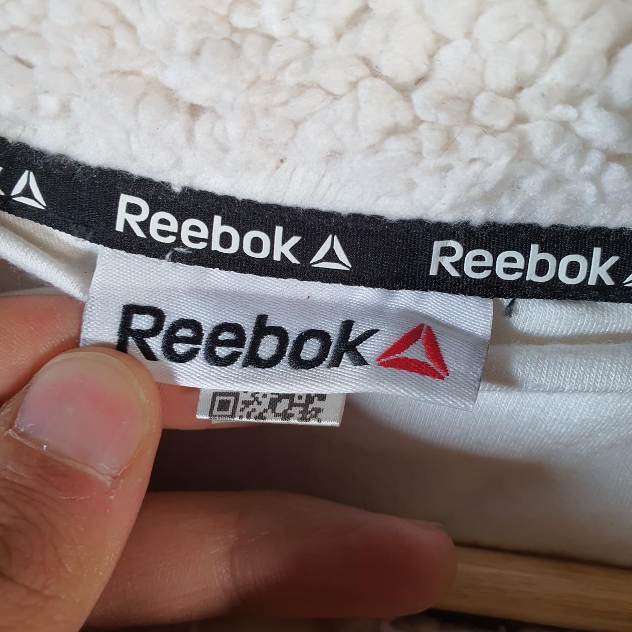 Reebok Full Zip Fleece Sweatshirt Mens Large Beige Embroidered Logo