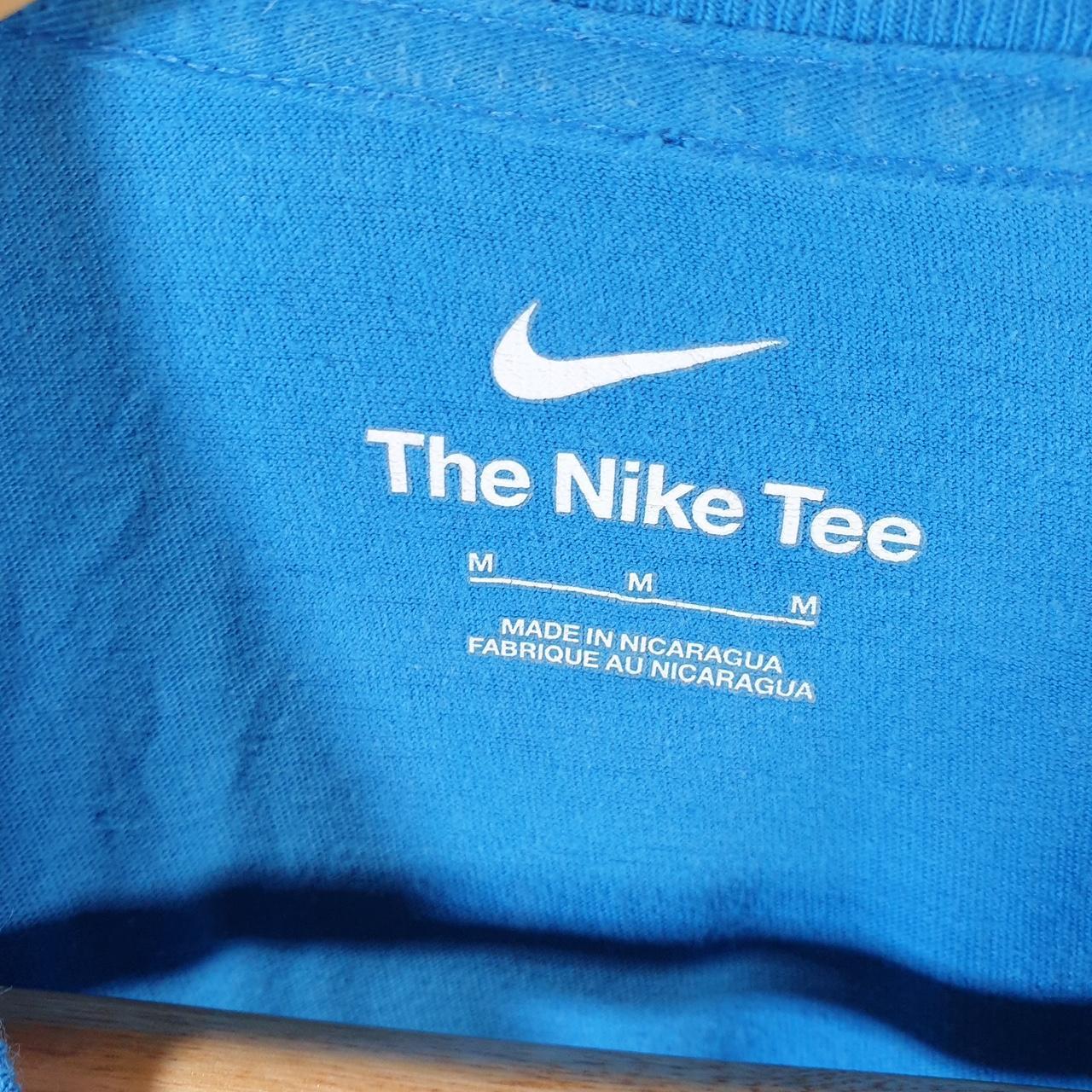 Vintage Nike Spellout Club T Shirt Men’s Medium Blue Logo Swoosh Athletic