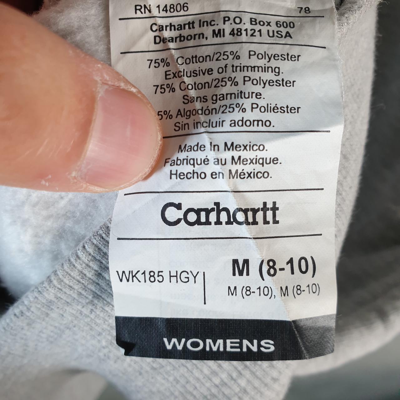 Vintage Carhartt Hoodie Womens Medium Grey Full Zip Blank Sweatshirt USA Relaxed Fit