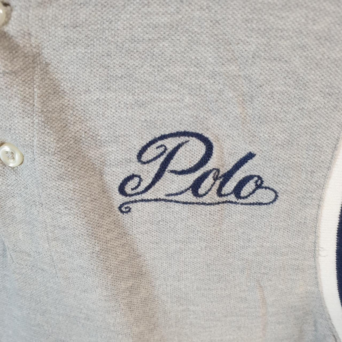 Vintage Ralph Lauren Polo Tiger Shirt Womens Large Grey Classic Fit Embroidered Pony