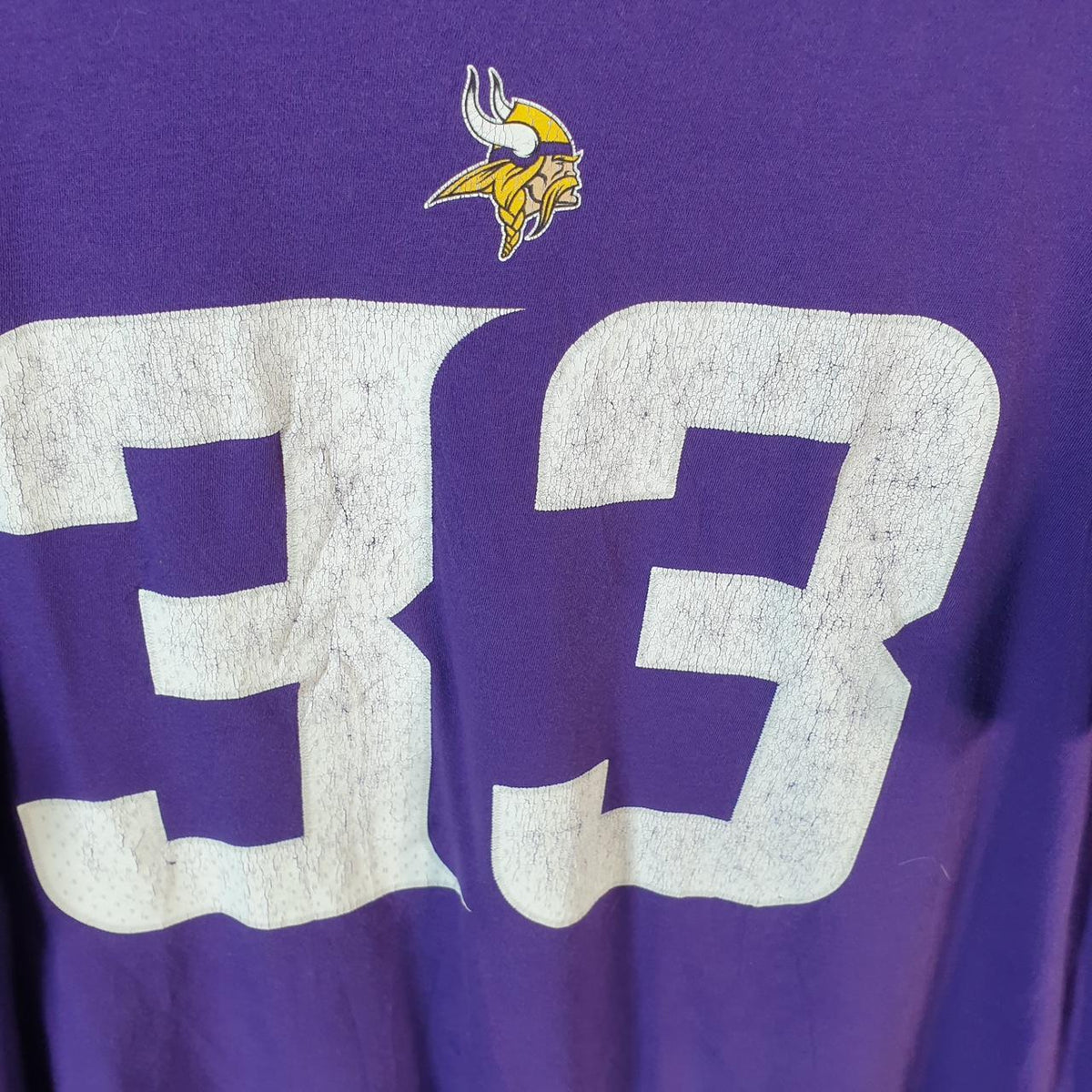Vintage NFL Minnesota Vikings T Shirt Mens XL Purple Cook 33 Logo Pro Sport