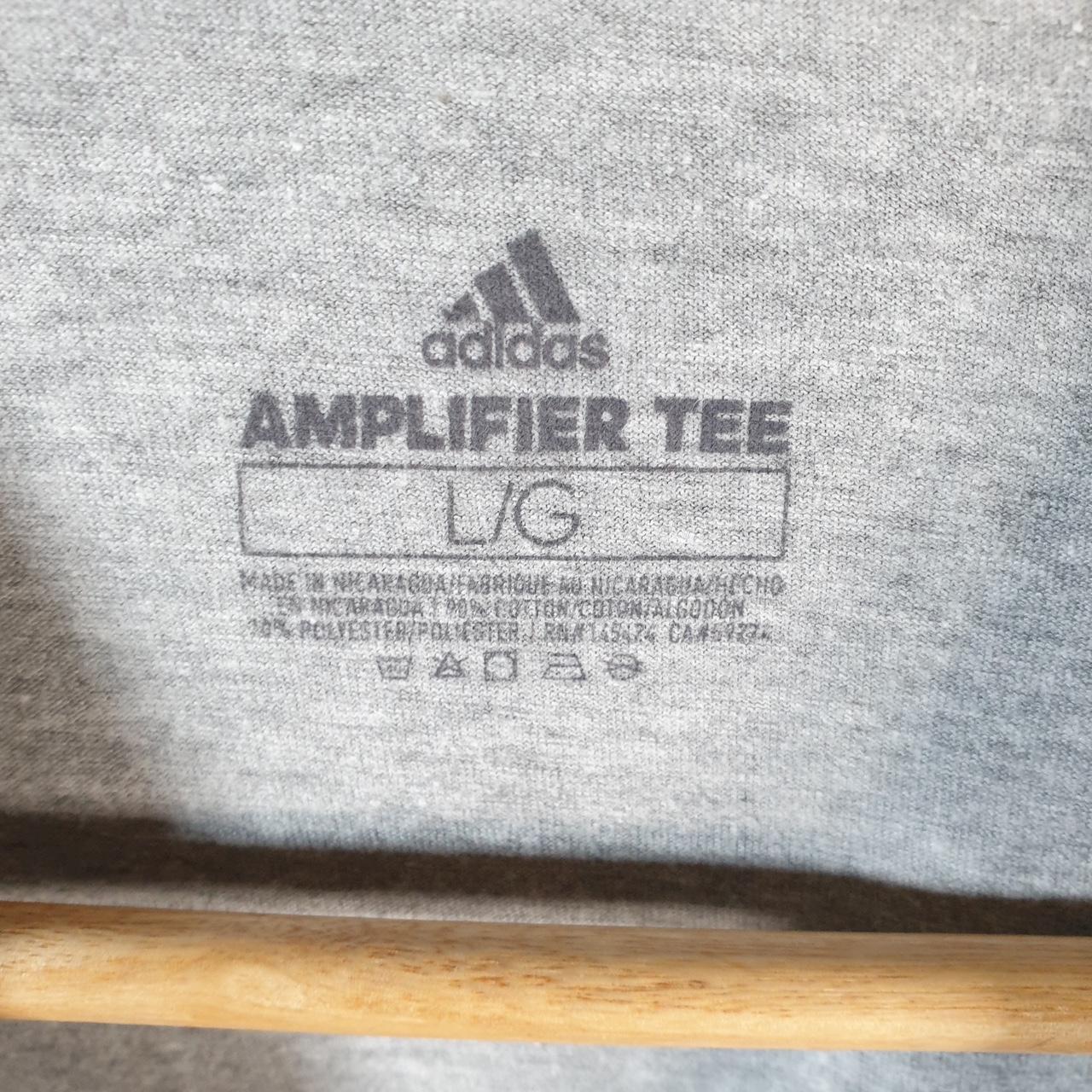Vintage Adidas Amplifier T Shirt Men’s Large Grey Three Stripes Logo Athletic