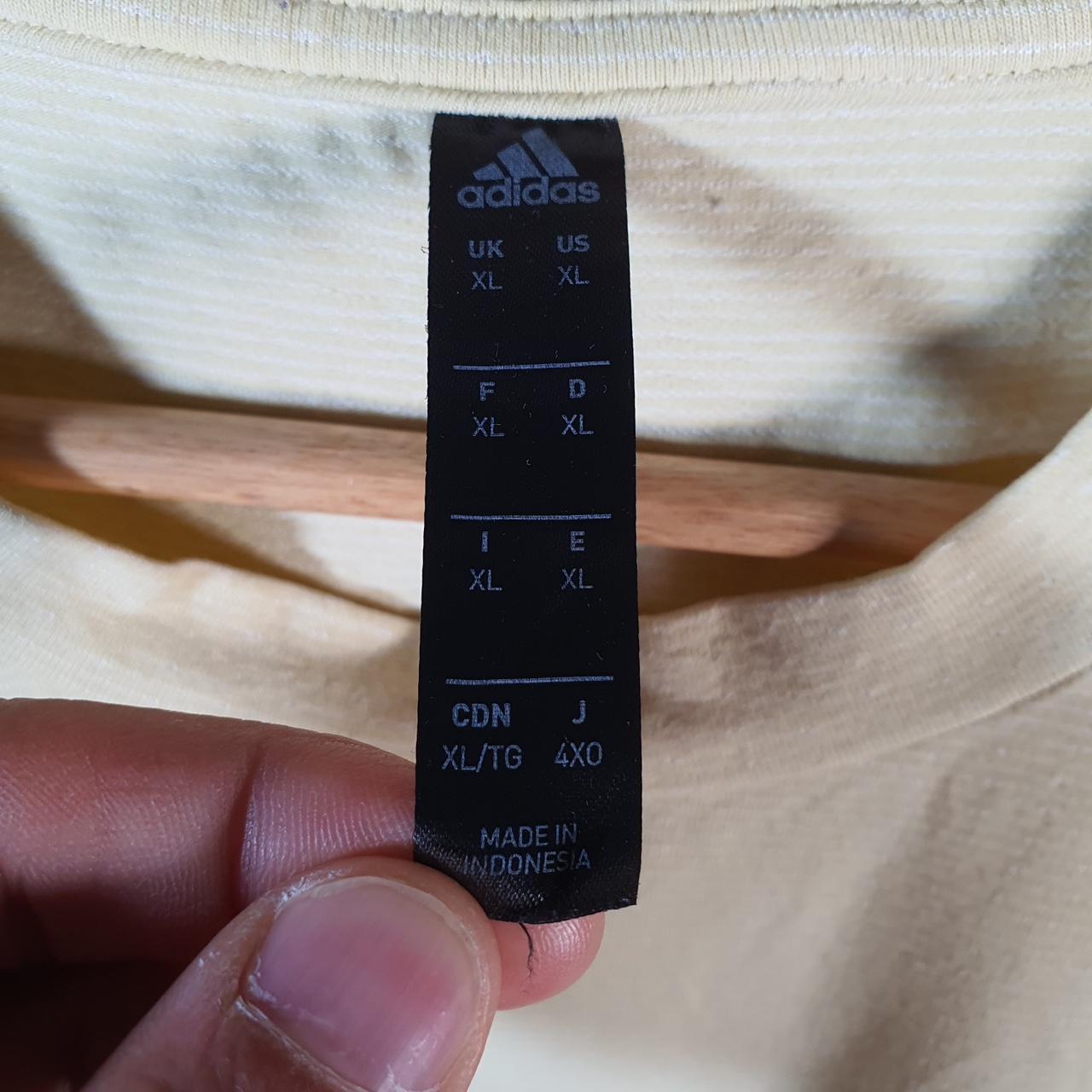 Vintage Adidas Spellout Retro T Shirt Men’s XL Yellow Three Stripes Logo