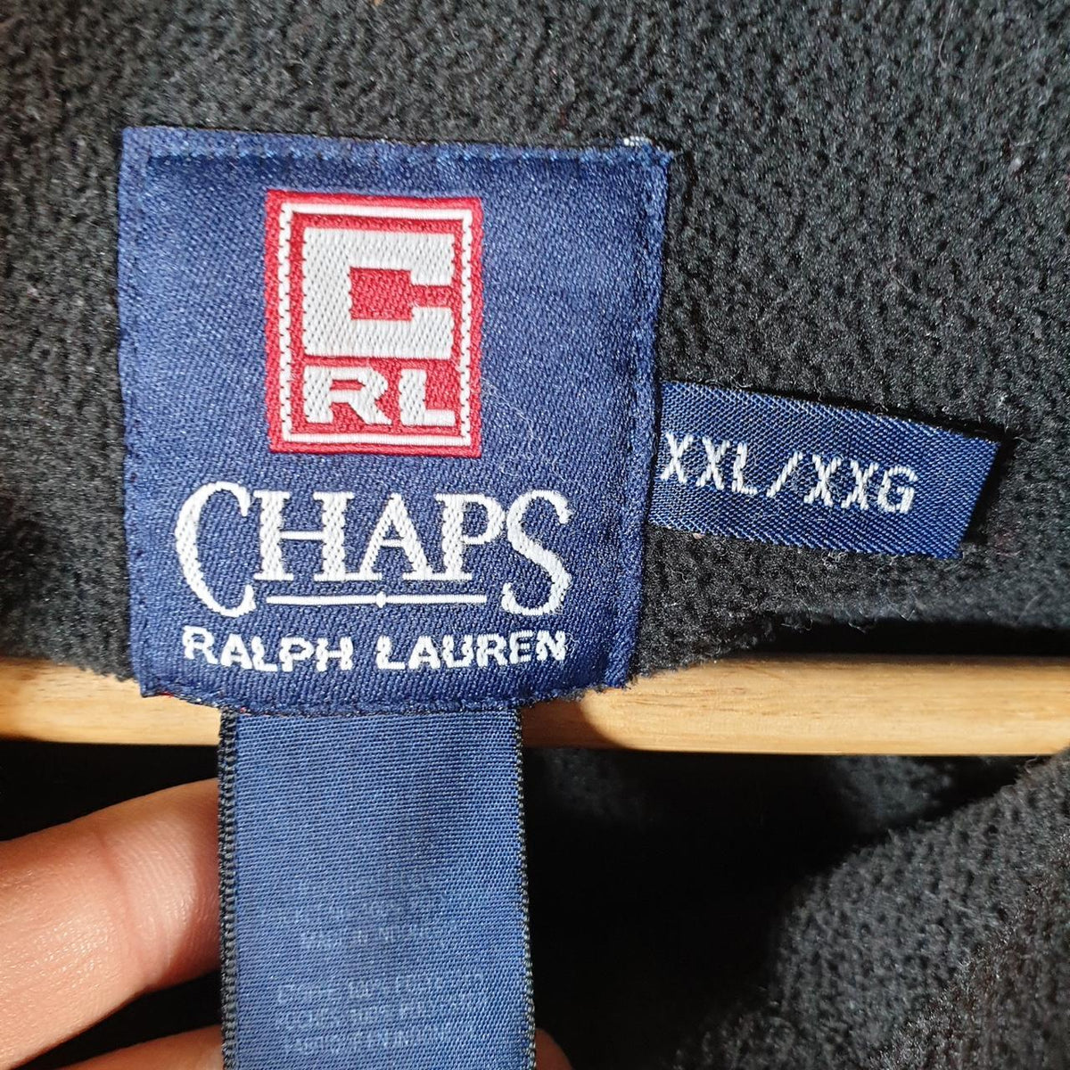 Chaps Ralph Lauren Full Zip Fleece Sweatshirt Mens 2XL Black Embroidered Logo