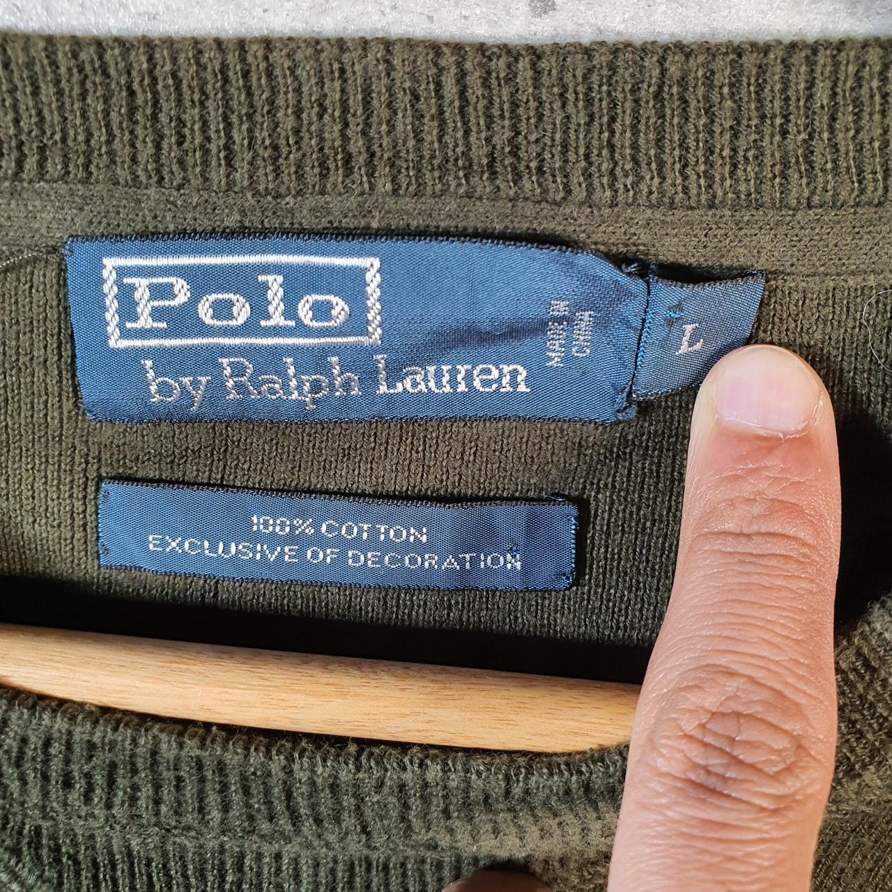 Vintage Ralph Lauren Polo Sweatshirt Men’s Large Khaki Green Cotton Pullover Pony