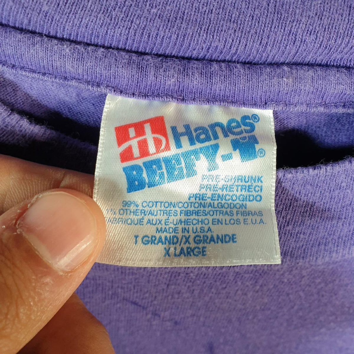 Vintage Hanes Beefy Wildcat Baseball 90s USA Single Stitch T Shirt Men’s XL Purple C8133