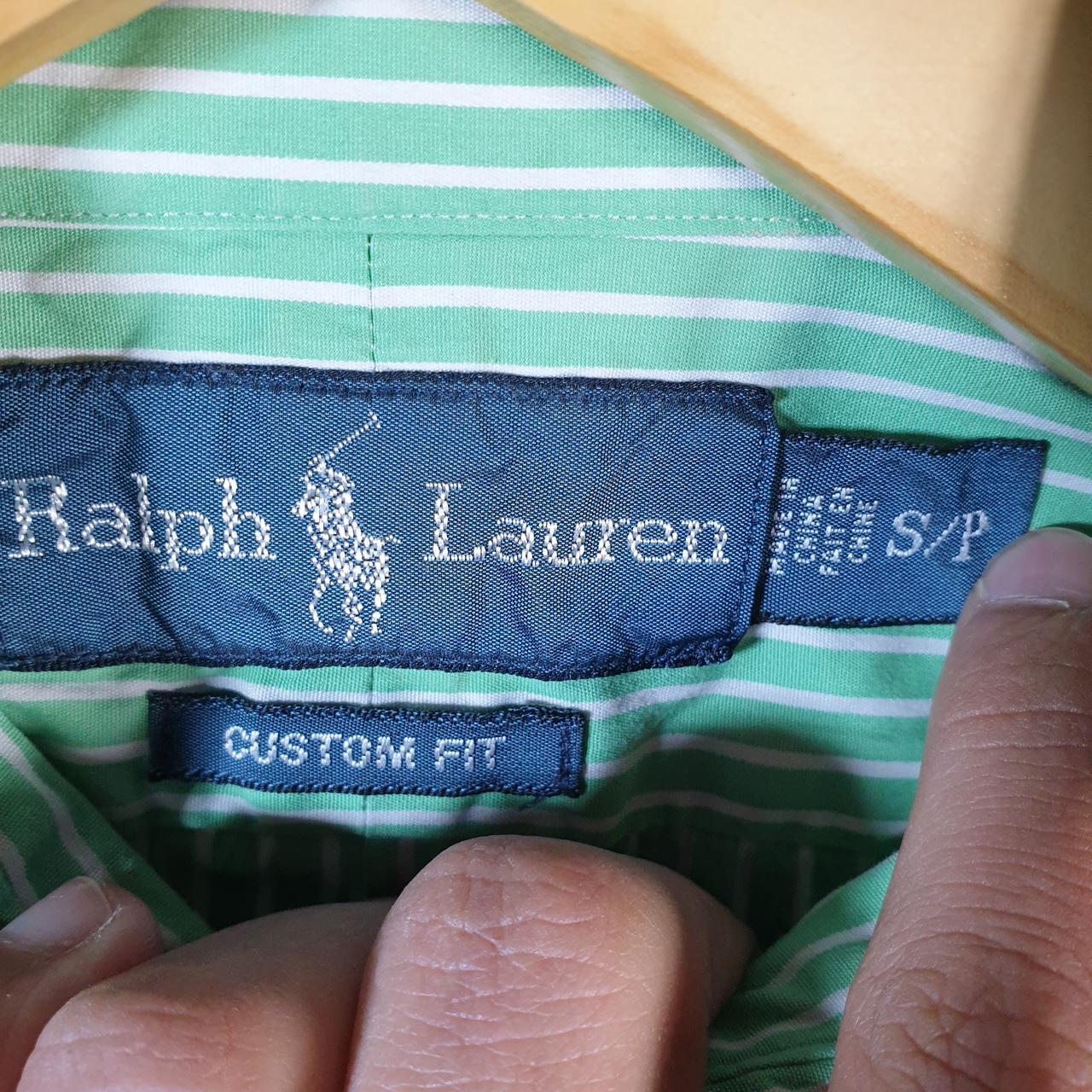 Vintage Ralph Lauren Button Down Shirt Men’s Small Green Custom Fit Cotton Stretch Pony