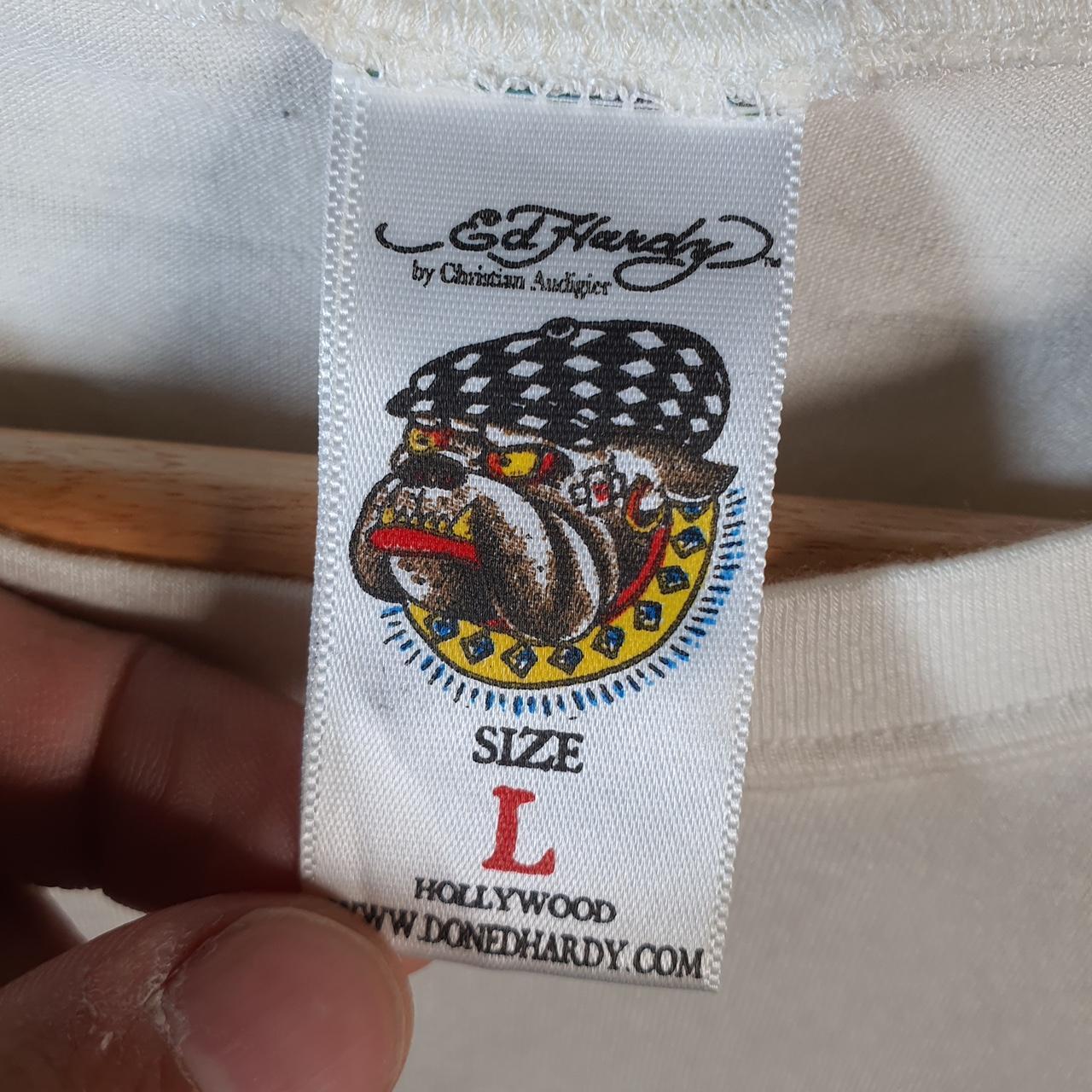 Vintage Ed Hardy T Shirt Womens Large Christian Audigier Love Heart Graphic Skull Y2K