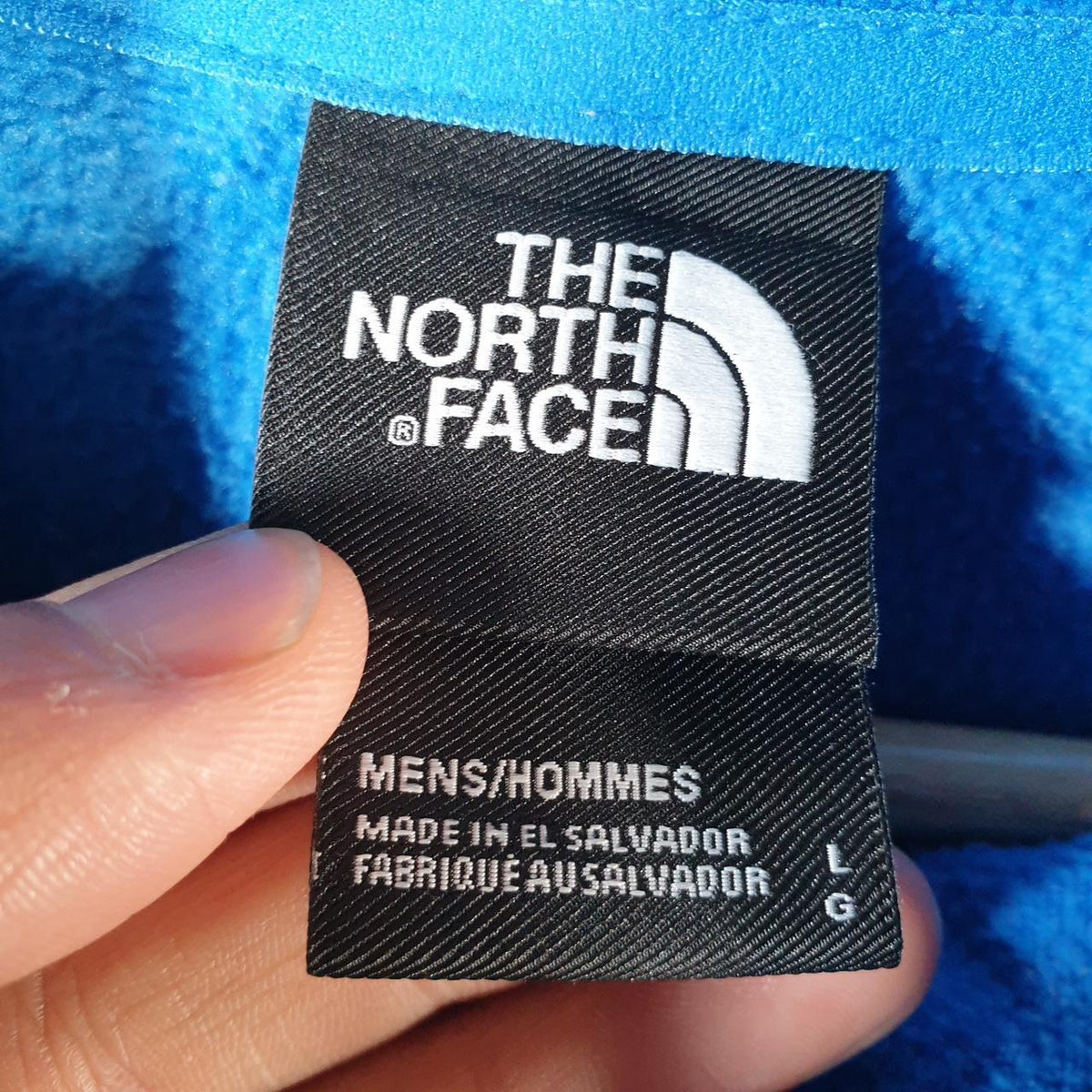 Vintage The North Face TNF Teddy Fleece Sweatshirt Mens Large 1/4 Zip Blue Logo Winter