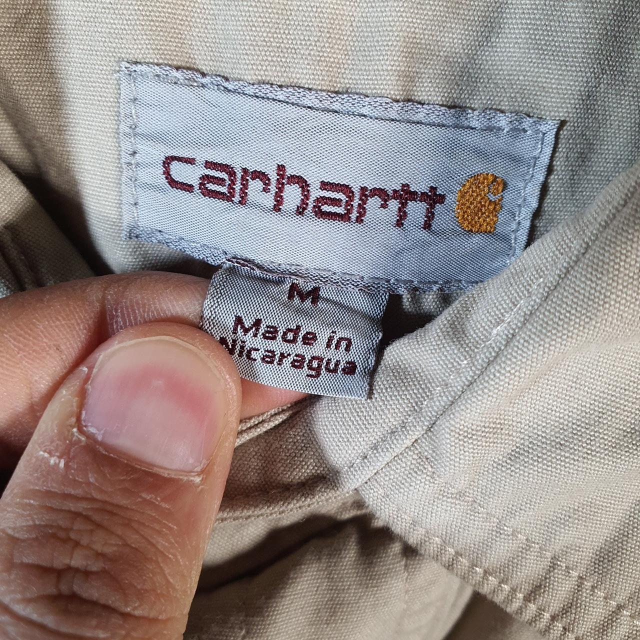 Vintage Carhartt Shirt Button Down Mens Medium Brown Long Sleeve Original Fit