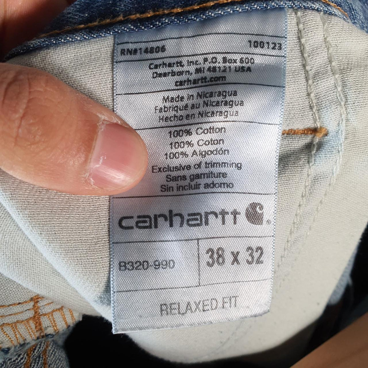 Vintage Carhartt Workwear Carpenter Jeans Mens W38 L32 Blue Denim Relaxed Fit USA