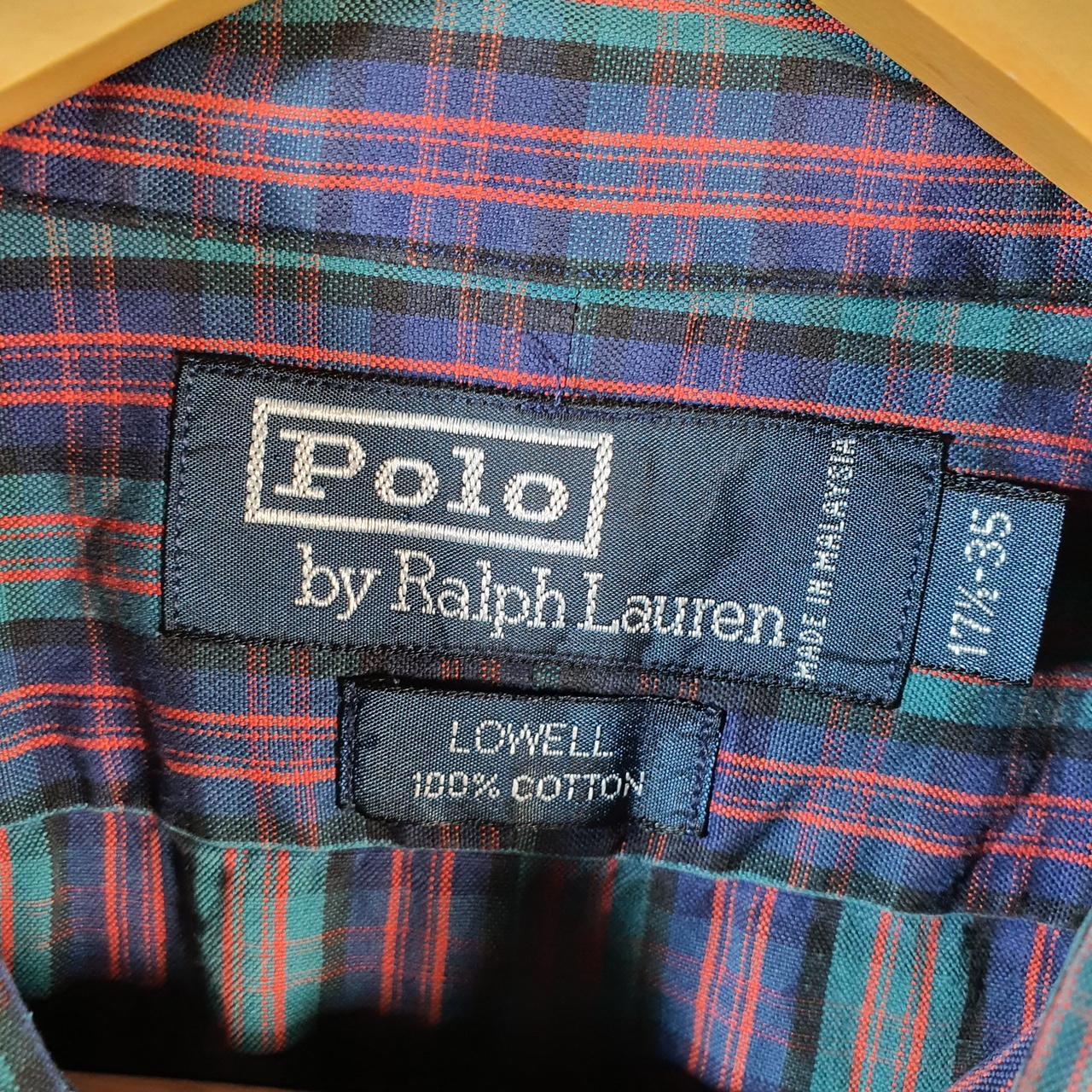 Vintage Ralph Lauren Button Down Shirt Men’s Large Purple Lowell Checkered Pony Casual C8471