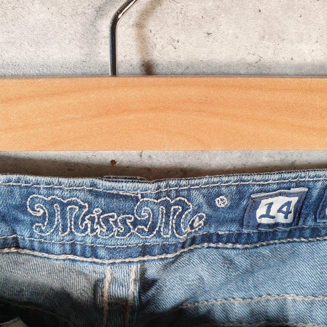 Vintage Miss Me Baggy Y2K Hip Hop Jeans Shorts Jorts Womens W24 Blue Denim Low Rise