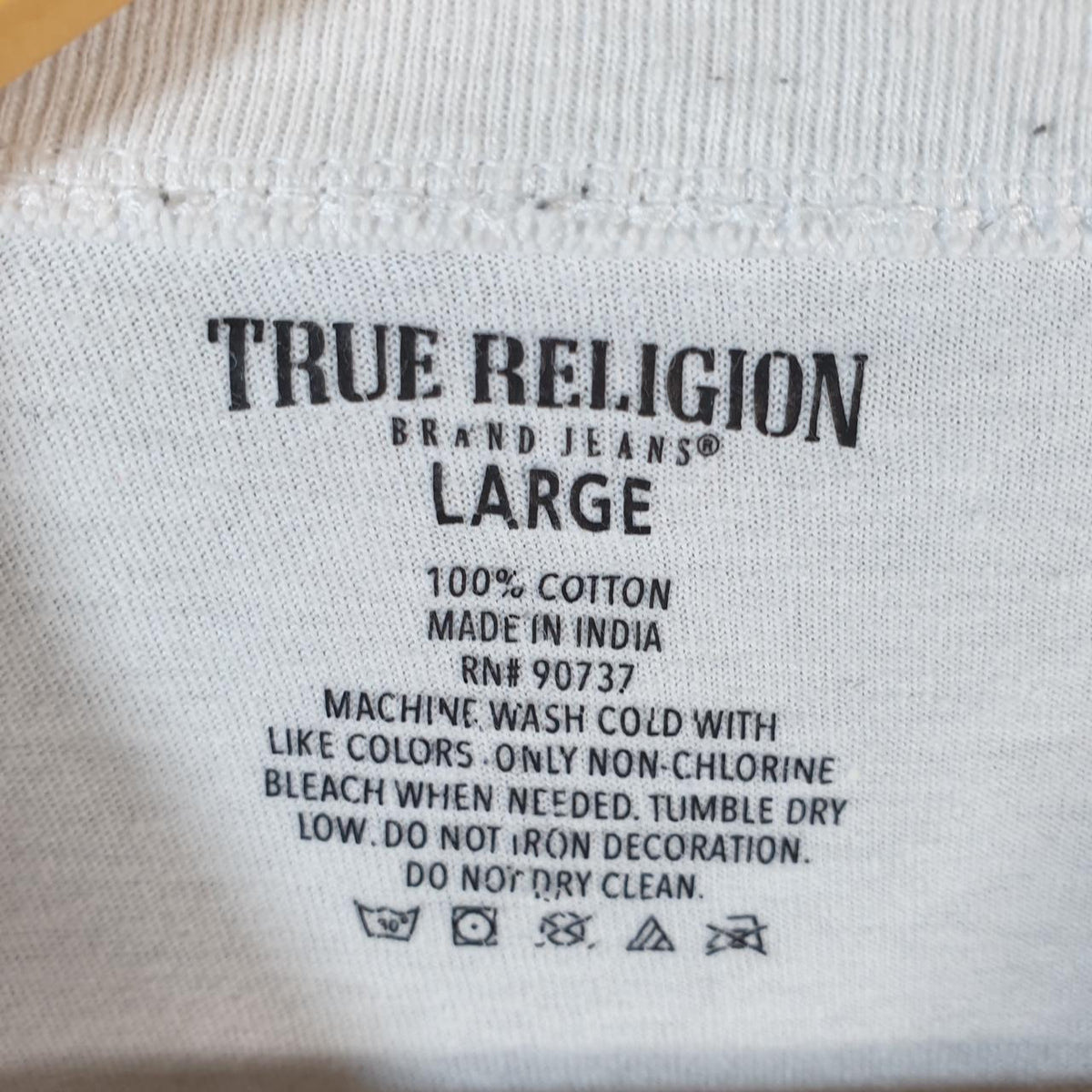 Vintage True Religion T Shirt Men’s Large White Graphic Spellout Logo Slim Fit