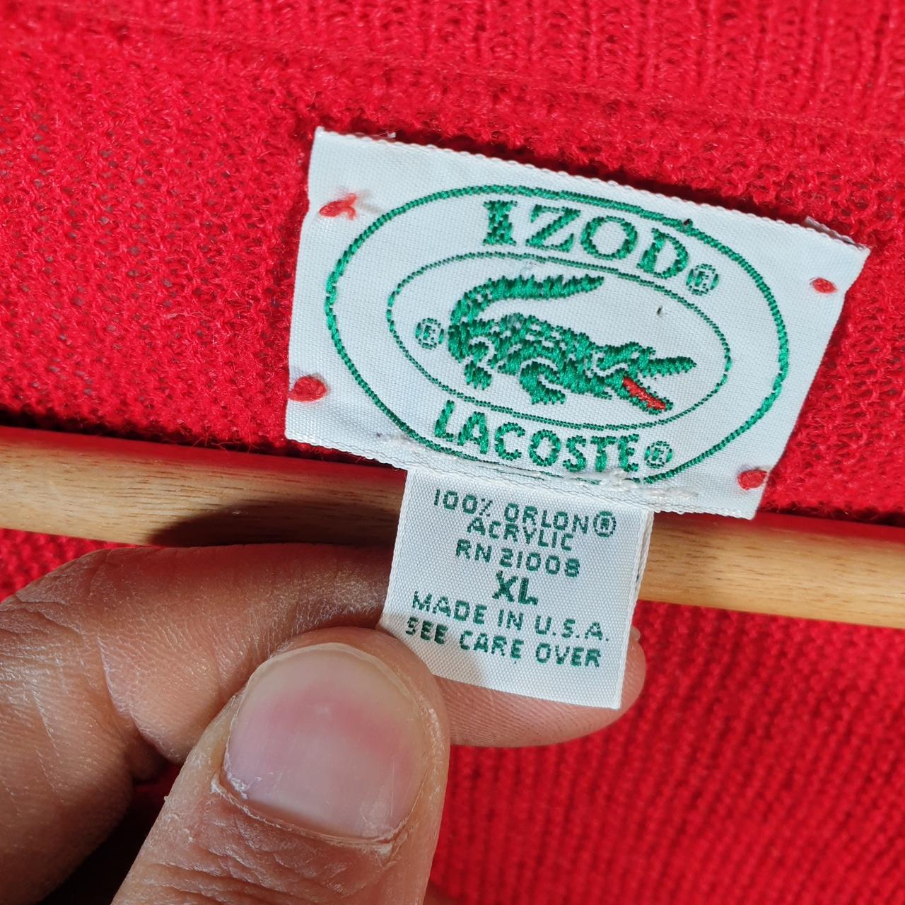 Vintage Izod 90s Lacoste Knit Sweatshirt Men’s XL Red Pullover Logo Y2K Jumper Logo