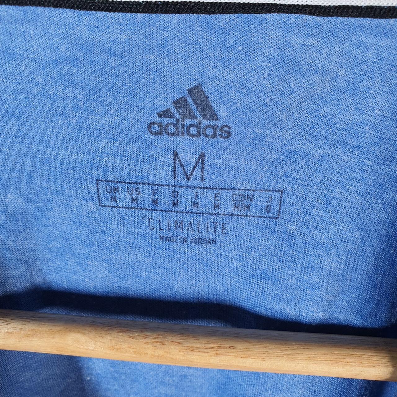 Vintage Adidas ClimaLite T Shirt Men’s Medium Blue Three Stripes Logo Athletic