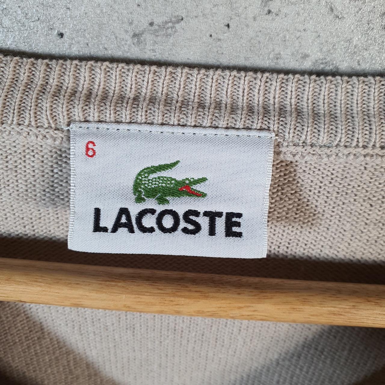 Vintage Lacoste Knit Sweater Mens XL Beige Y2K Jumper Logo