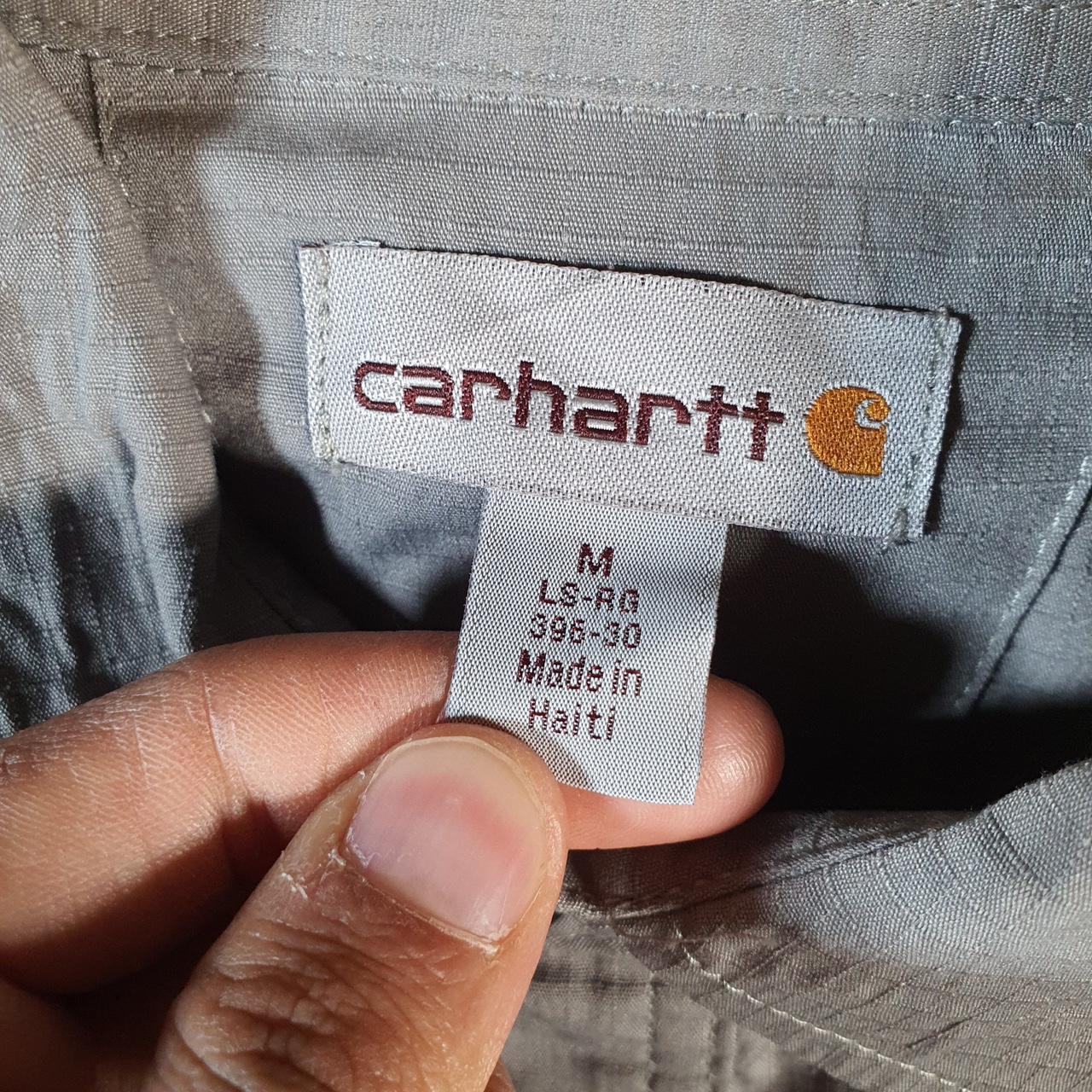 Vintage Carhartt Shirt Button Down Mens Medium Grey Long Sleeve Utility Relaxed Fit