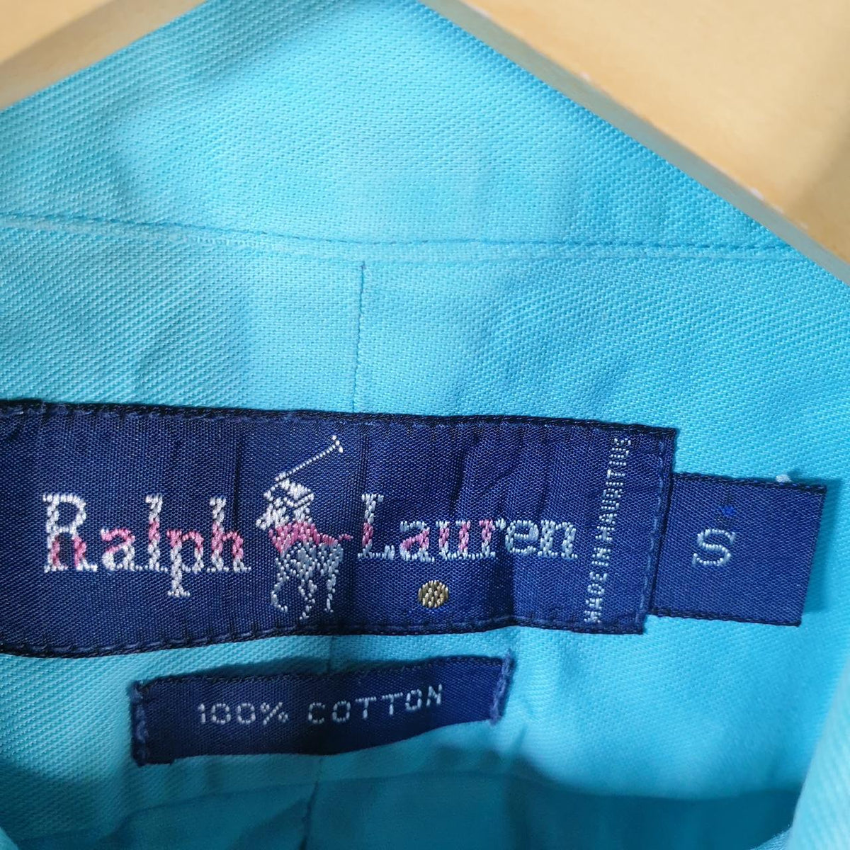 Vintage Ralph Lauren Button Down Shirt Men’s Small Blue Short Sleeve Pony Cotton