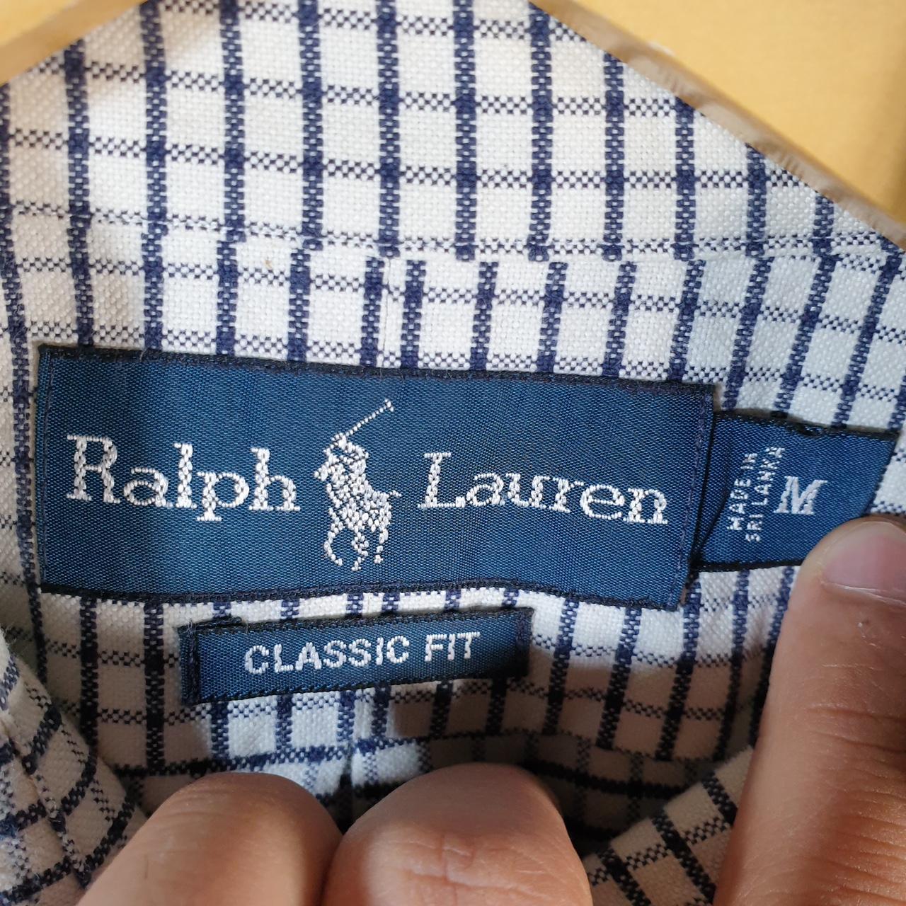 Vintage Ralph Lauren Button Down Shirt Men’s Medium Blue Checkered Classic Fit Cotton Pony