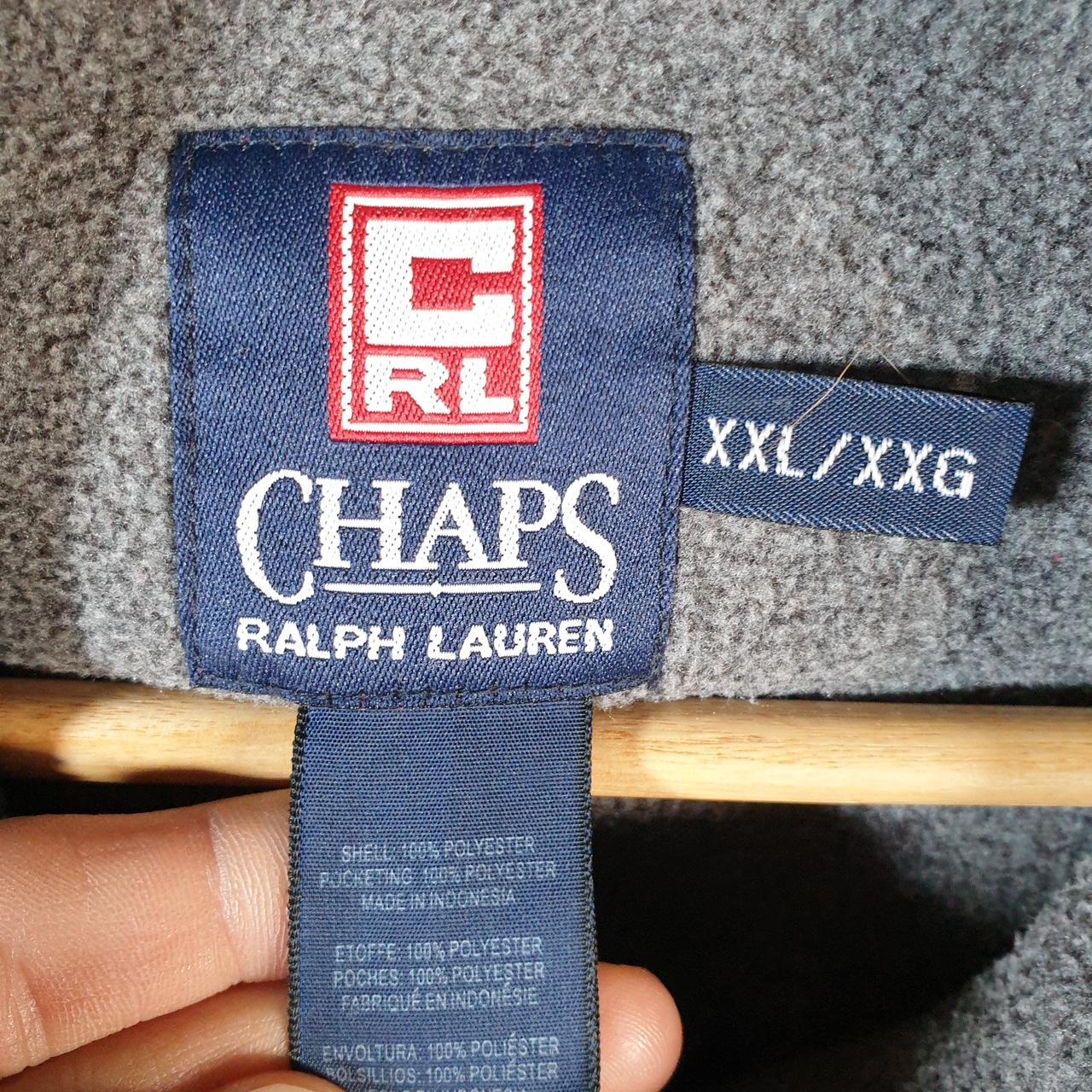 Vintage Chaps Ralph Lauren Full Zip Fleece Sweatshirt Mens 2XL Grey Logo Winter