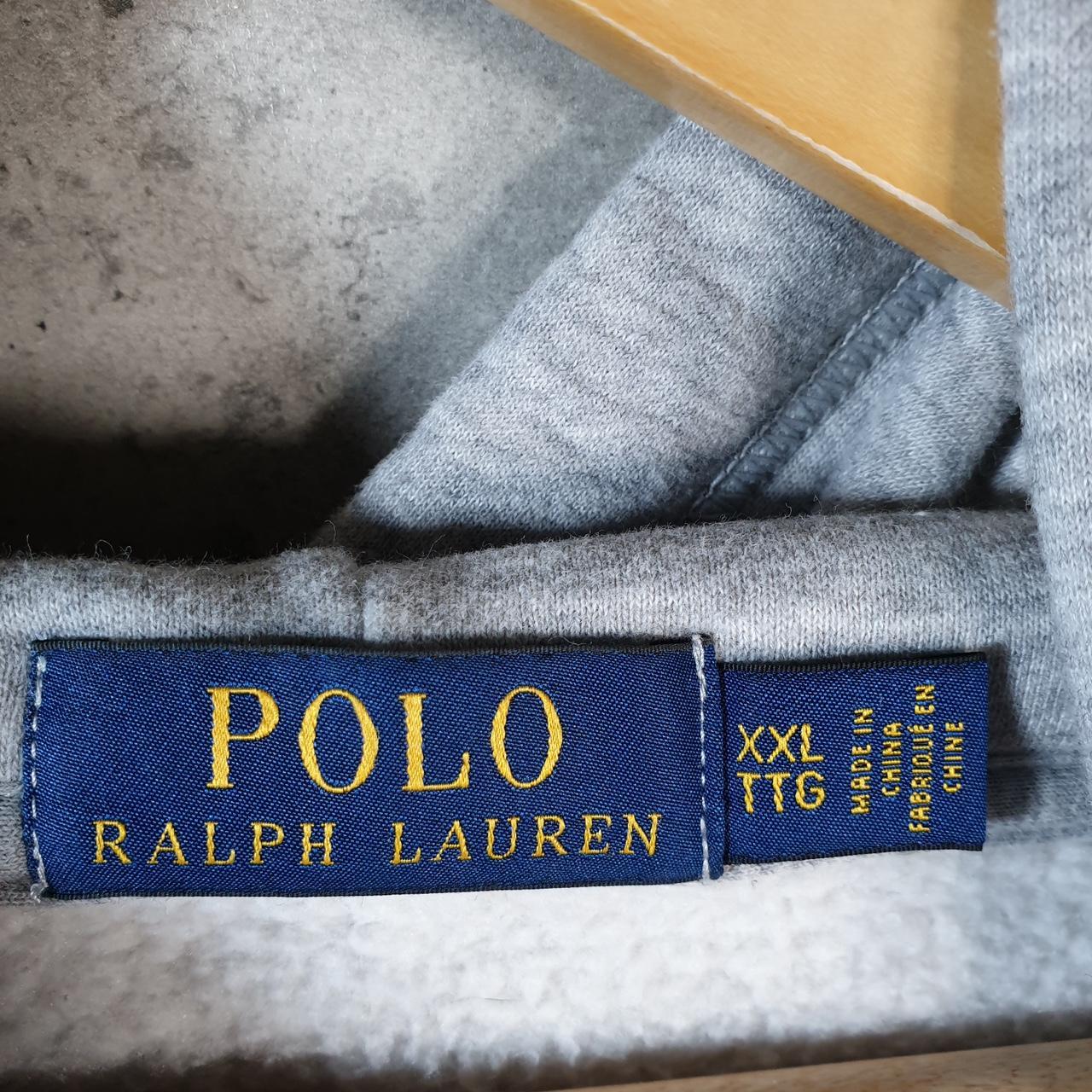 Vintage Ralph Lauren Polo Bear Hoodie Men’s 2XL Grey Cotton Full Zip Pony Big Fish Vintage