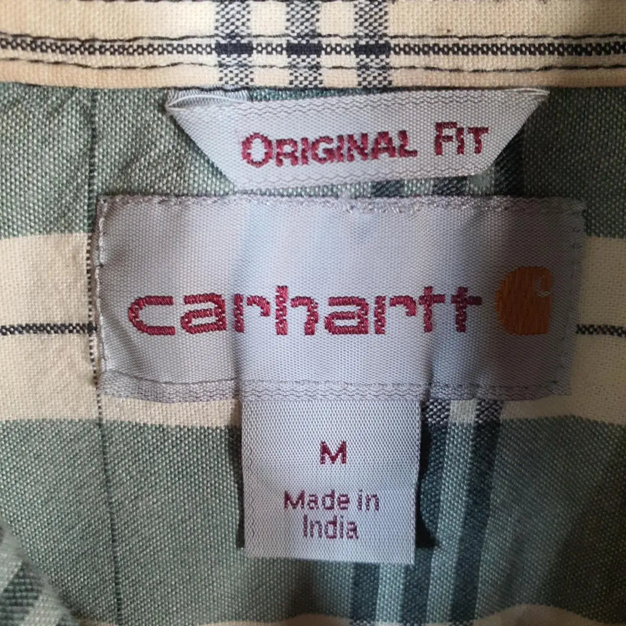 Vintage Carhartt Shirt Button Down Mens Medium Blue Checkered Chore Utility Original - Big Fish Vintage