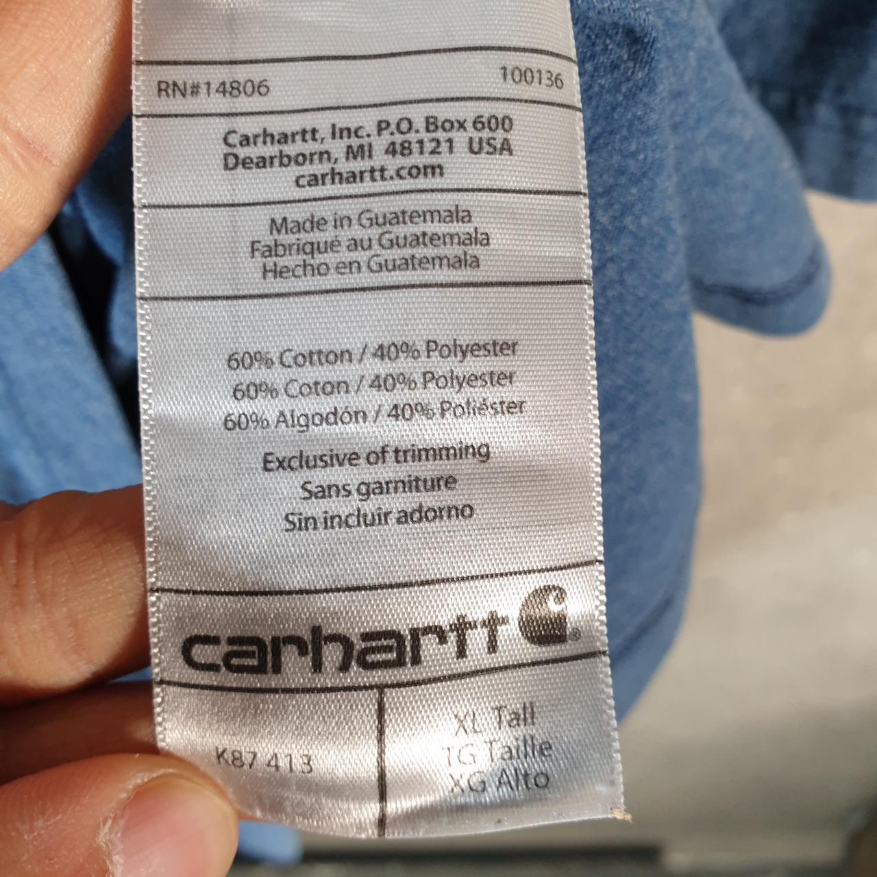 Vintage Carhartt Pocket T Shirt Men’s XL Tall Blue Workwear Chore Utility Original Fit C9323