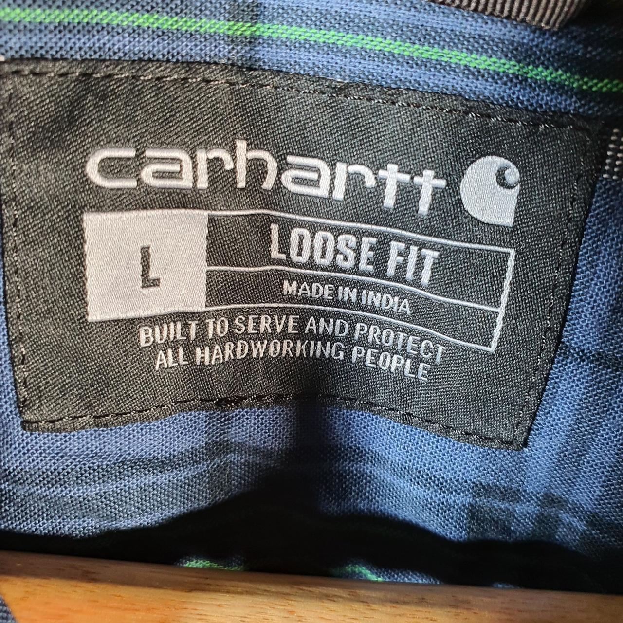 Vintage Carhartt Shirt Button Down Mens Large Blue Checkered Long Sleeve Loose Fit