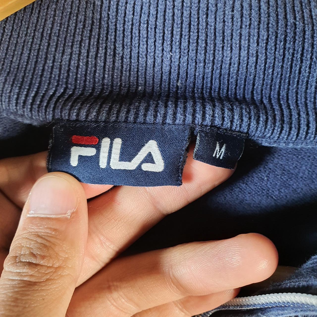 Vintage Fila 1/4 Zip Knit Sweater Men’s Medium Blue Y2K Pullover Casual