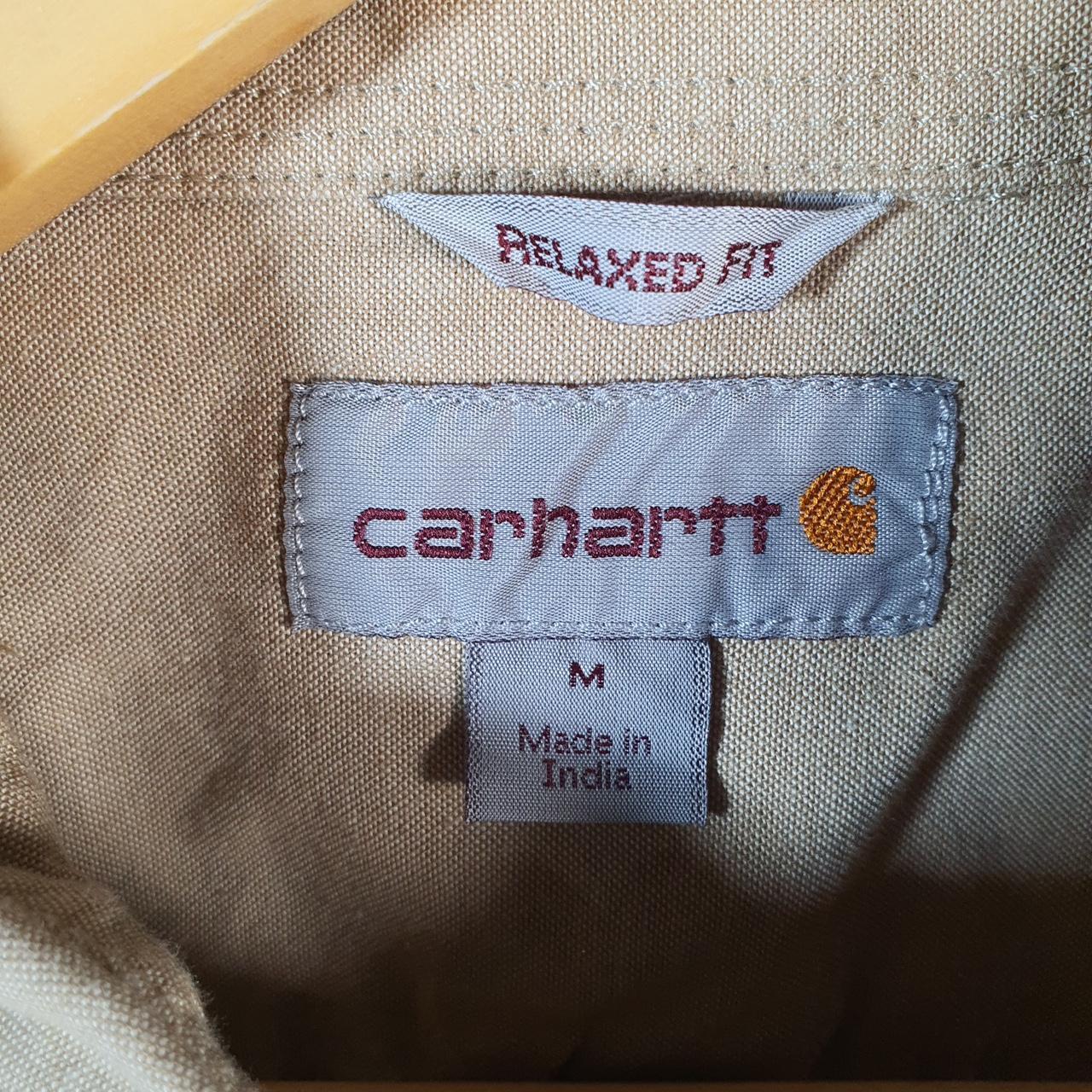 Vintage Carhartt Shirt Button Down Mens Medium Brown Short Sleeve Chore Utility Relaxed - Big Fish Vintage