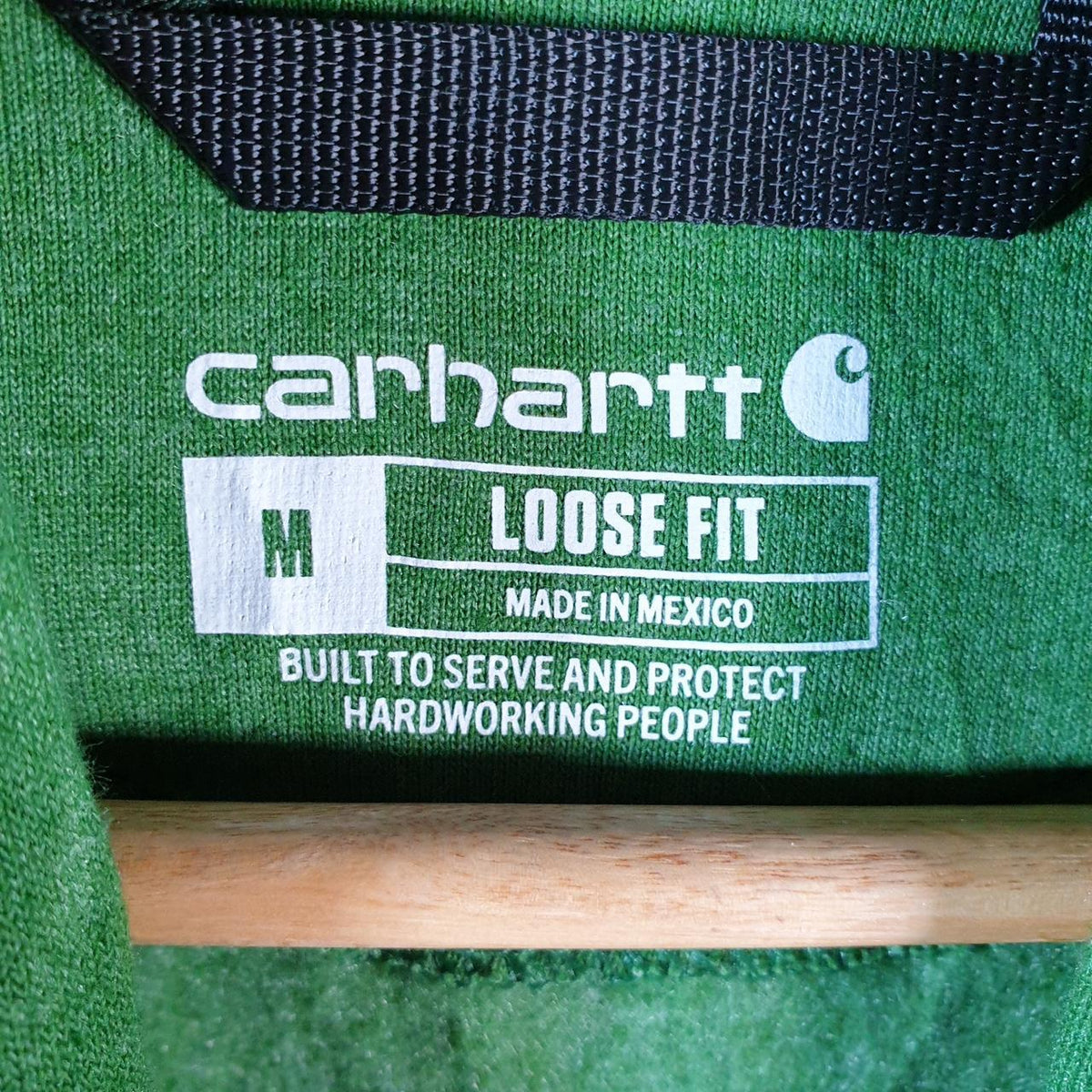 Vintage Carhartt Hoodie Men’s Medium Green Pullover Blank USA Loose Fit