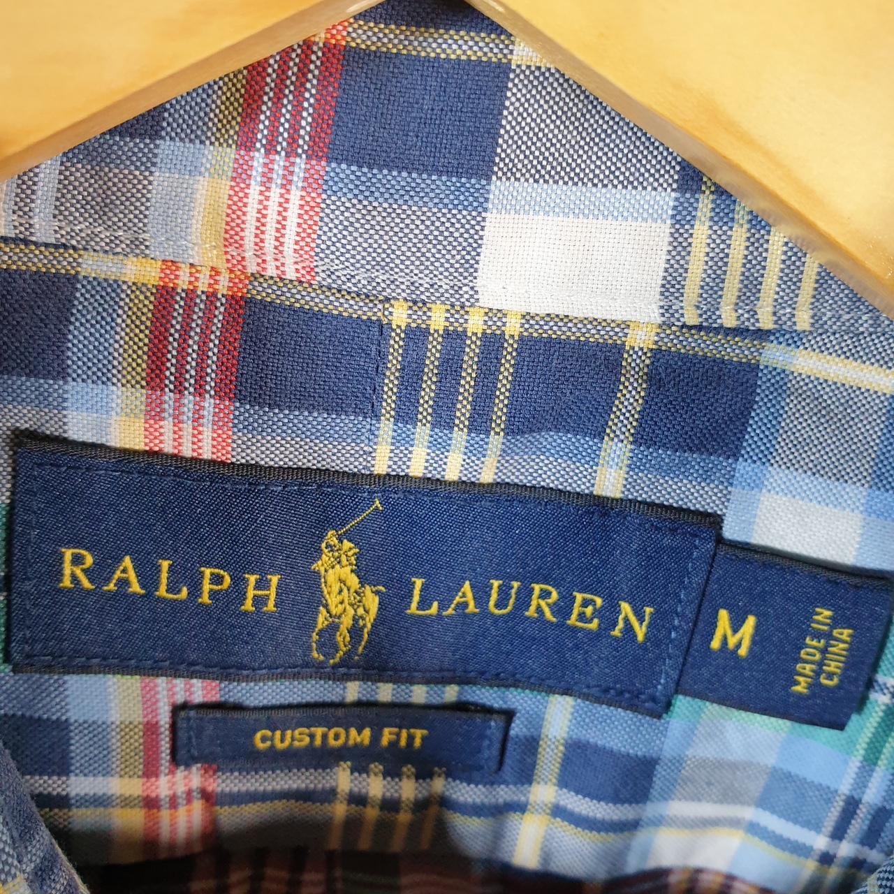 Vintage Ralph Lauren Button Down Shirt Men’s Medium Checkered Custom Fit Pony Cotton