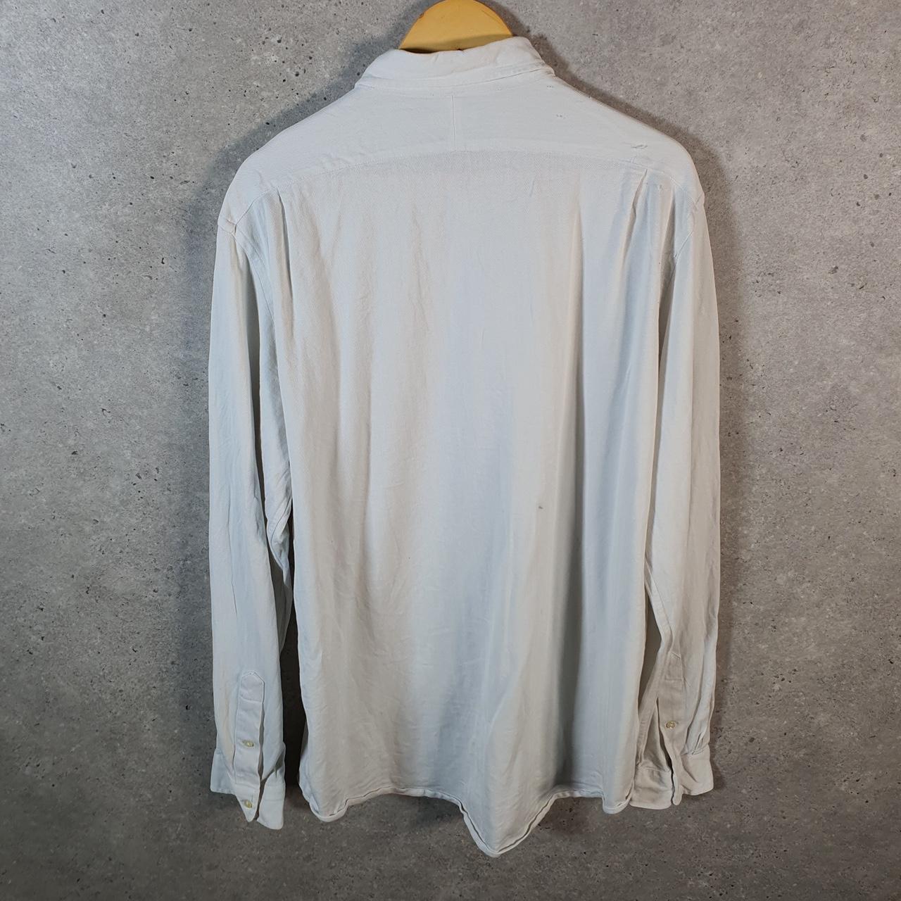 Vintage Ralph Lauren Button Down Shirt Men’s 2XL White Knit Dress Shirt Pony White Classic Fit