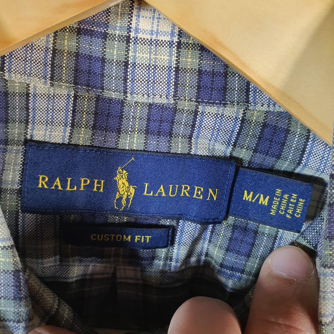 Vintage Ralph Lauren Button Down Shirt Men’s Medium Grey Checkered Custom Fit Pony