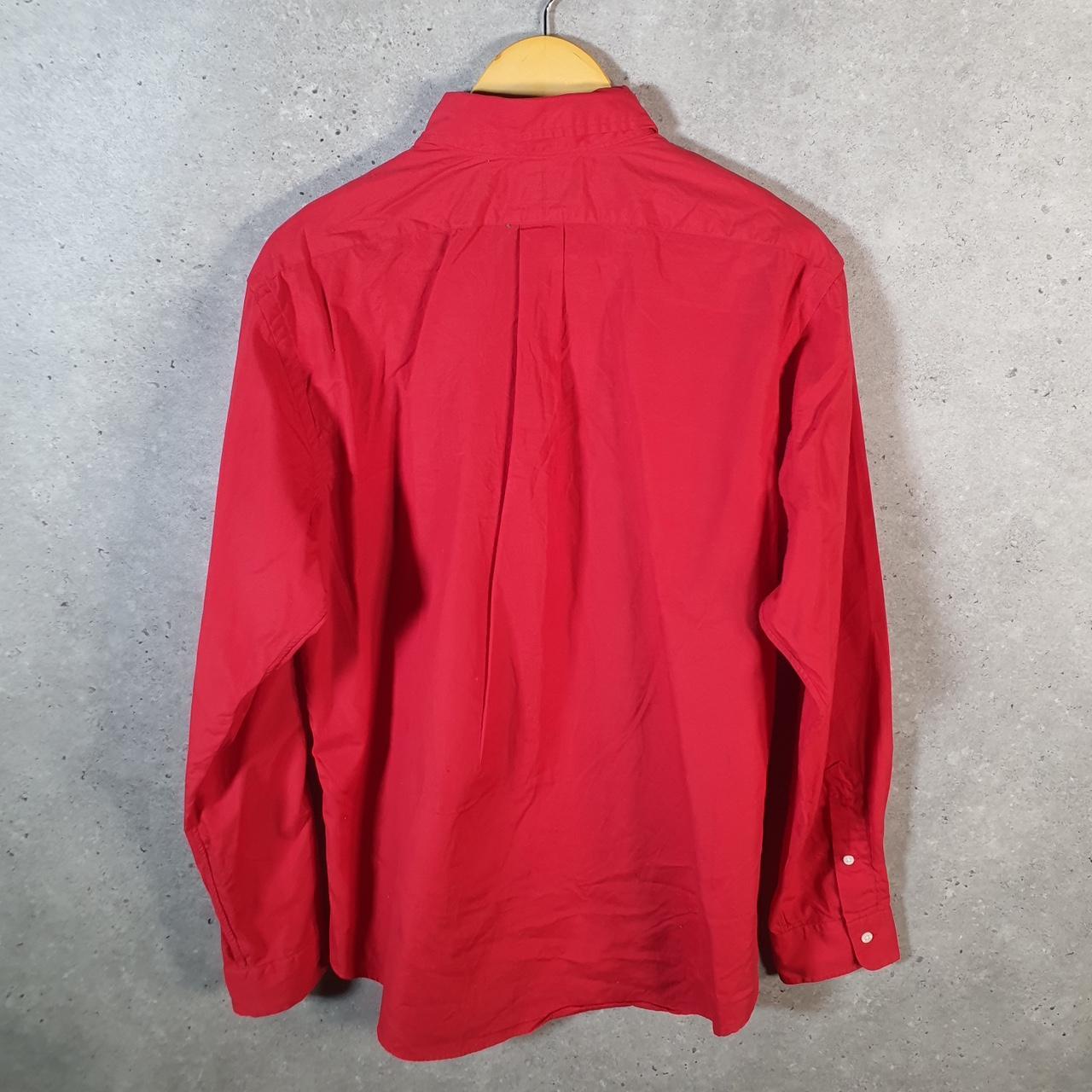 Vintage Ralph Lauren Button Down Shirt Men’s Large Red Custom Fit Cotton Pony