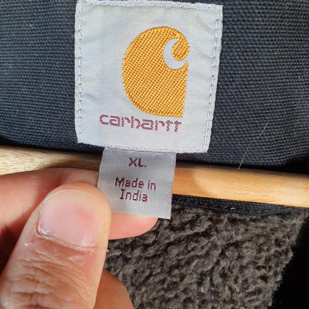 Vintage Carhartt Washed Duck Sherpa Lined Jacket Men’s XL Black Workwear Canvas USA G2107