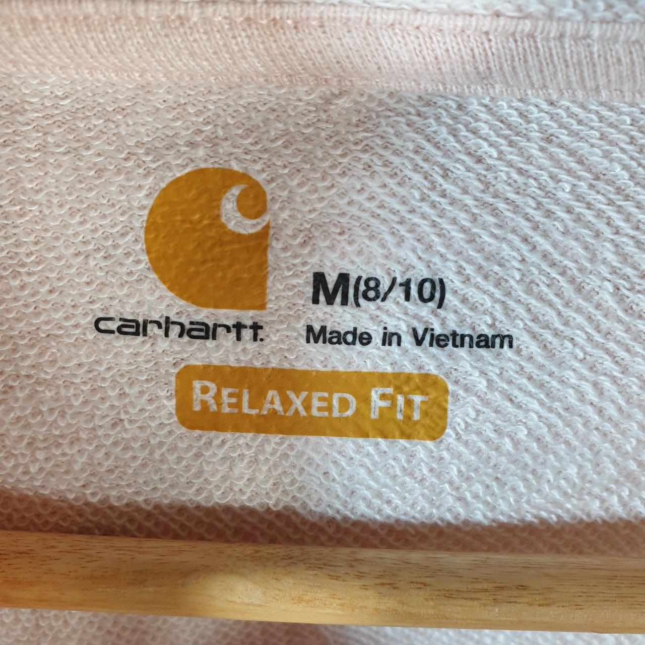 Vintage Carhartt Hoodie Womens Medium Pink Pullover Blank Sweatshirt USA Relaxed Fit