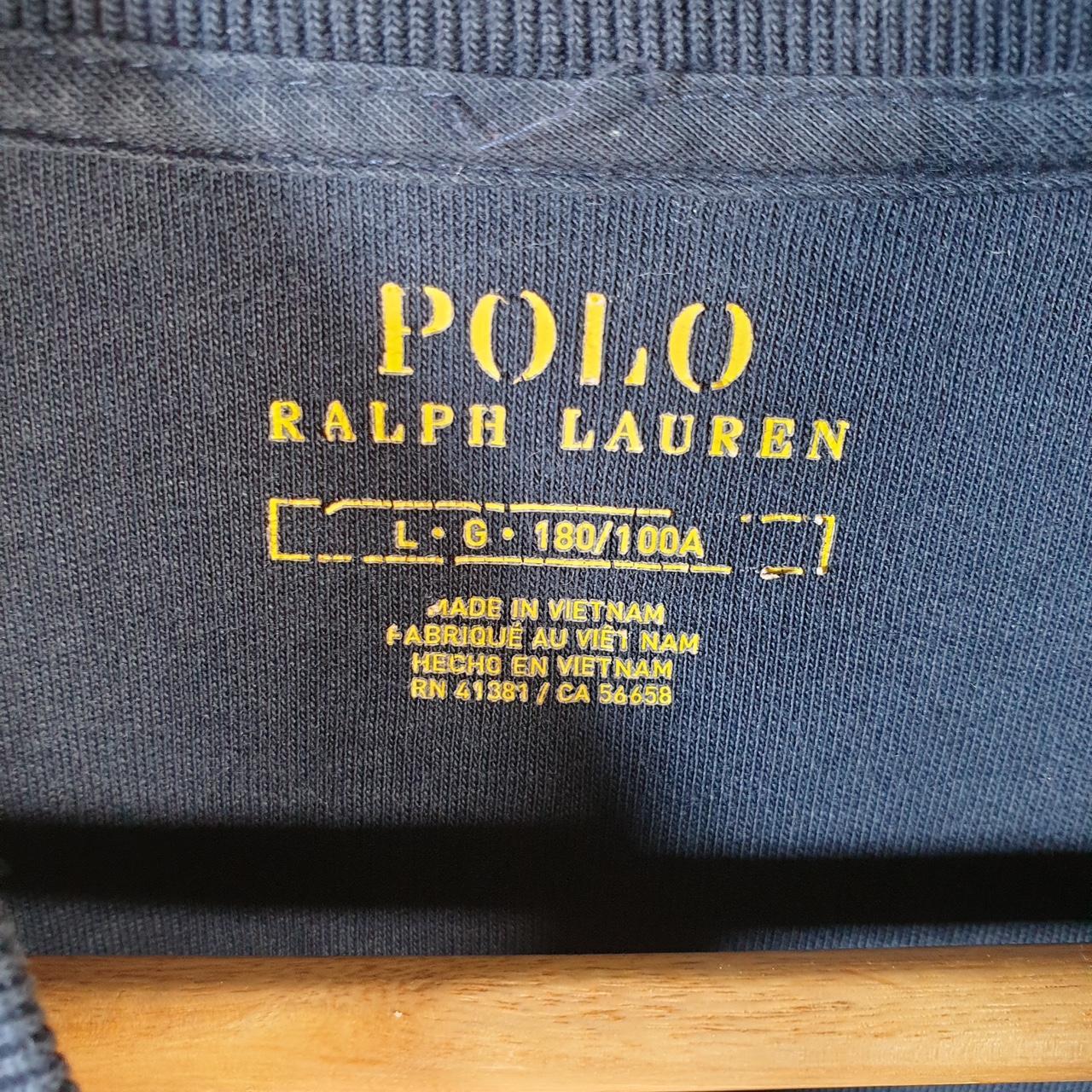 Vintage Ralph Lauren Polo Sweatshirt Men’s Large Navy Blue Cotton Full Zip Pony