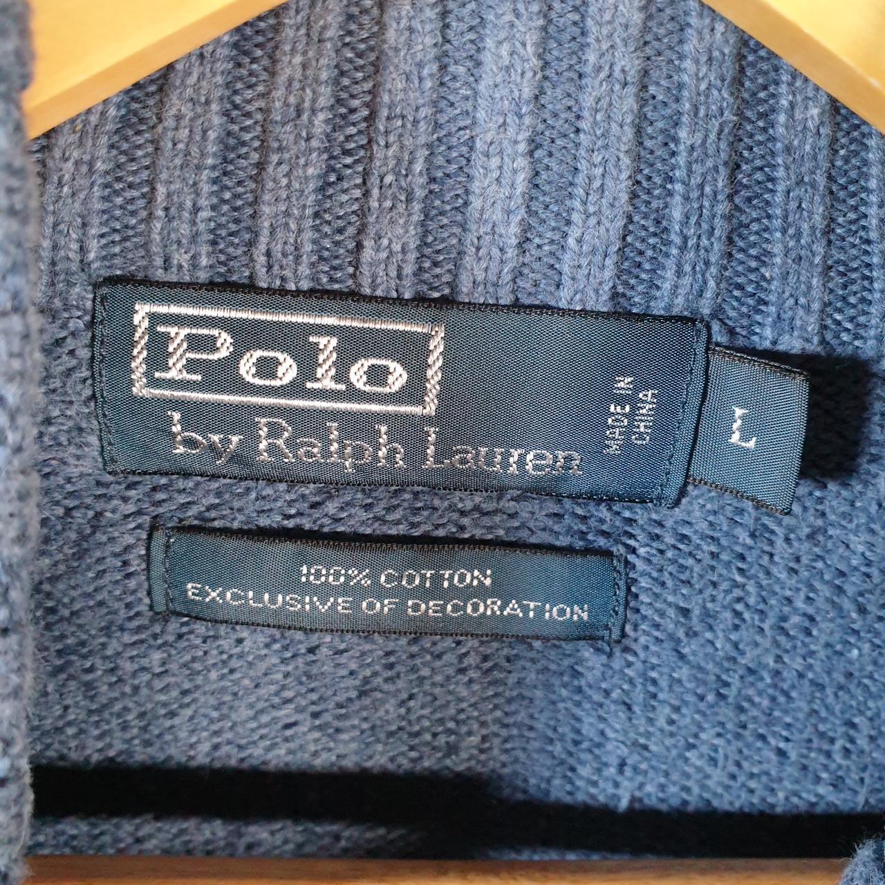 Vintage Ralph Lauren Polo 1/4 Button Sweatshirt Men’s Large Blue Cotton Pullover Pony
