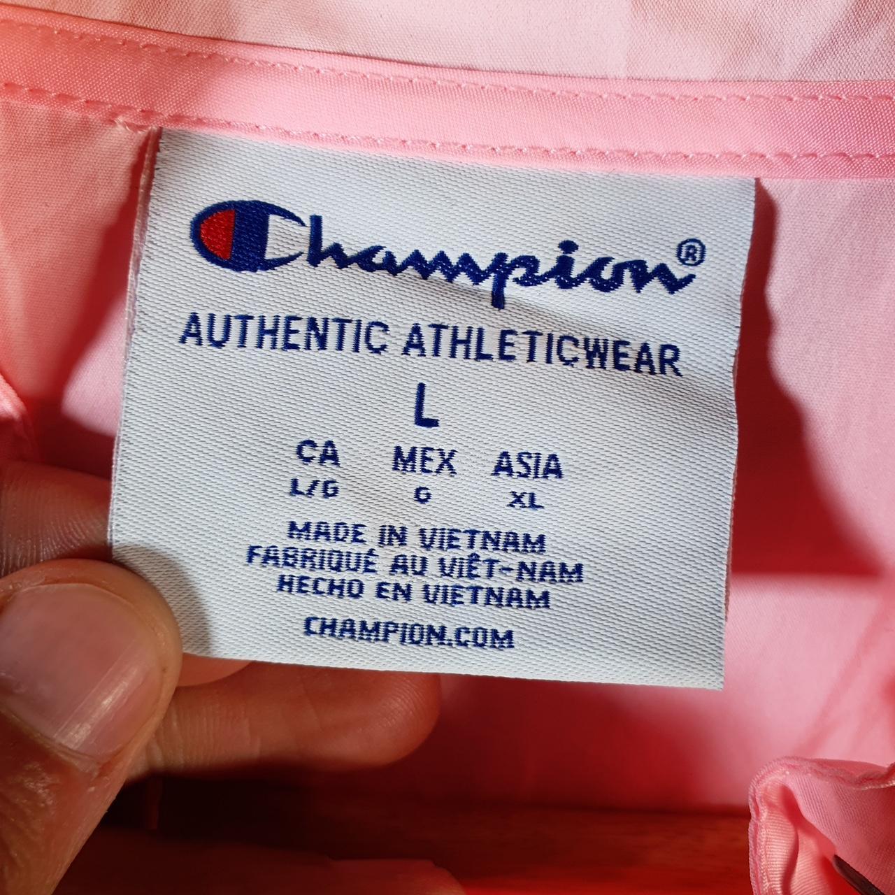 Vintage Champion Windbreaker Track Jacket Mens Large Pink Logo Full Zip Jazz