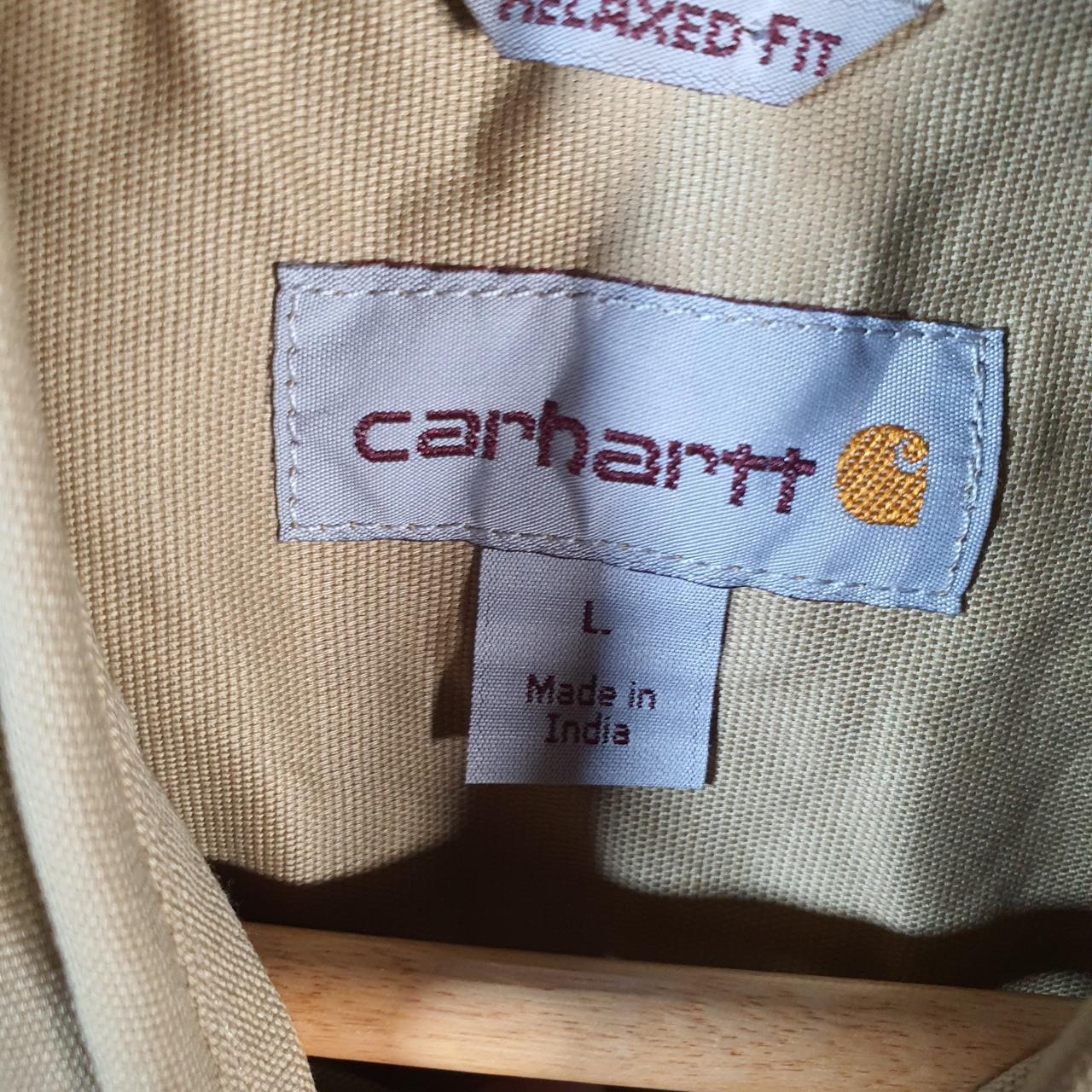 Vintage Carhartt Shirt Button Down Mens Large Brown Long Sleeve Relaxed Fit