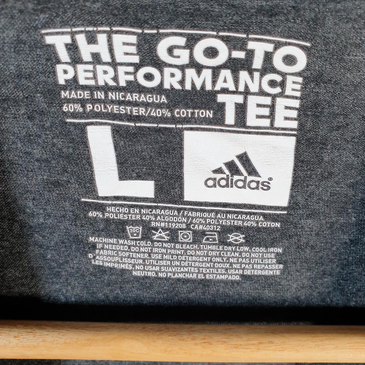 Vintage Adidas Go To Performance T Shirt Men’s Large Grey Three Stripes Logo Athletic