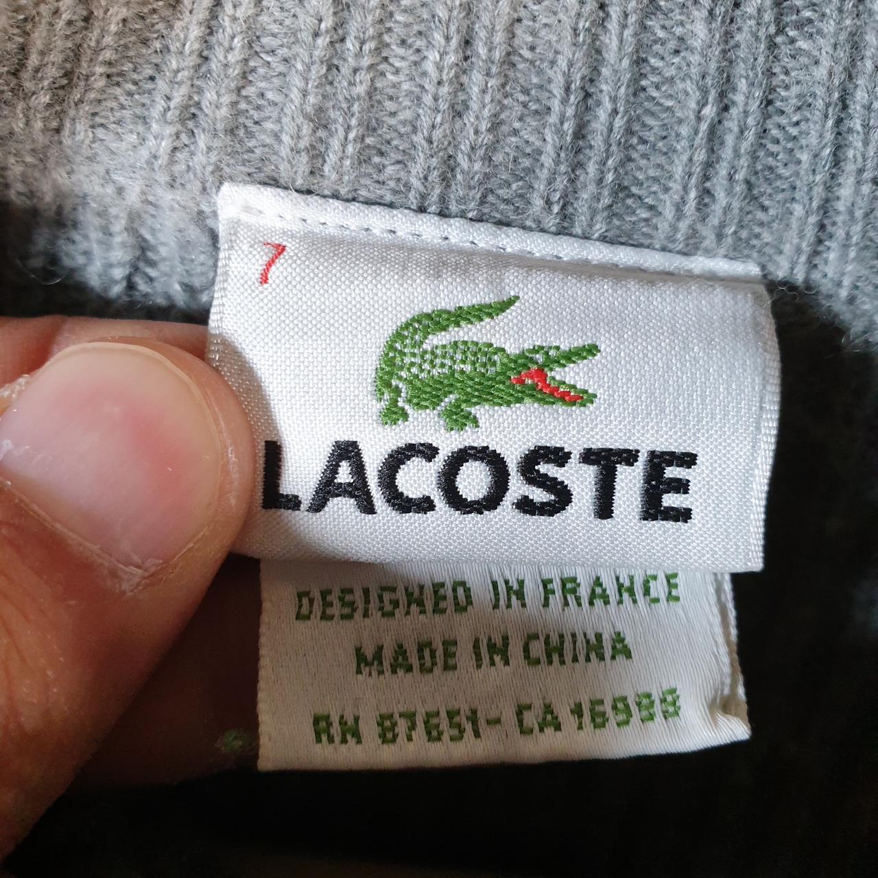 Vintage Lacoste Sweatshirt Cable Knit Men’s XL Grey 1/4 Zip Pullover Logo Y2K Jumper