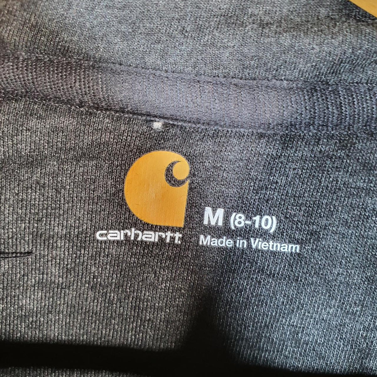Vintage Carhartt Hoodie Womens Medium Grey Pullover Blank Sweatshirt USA 1/4 Zip