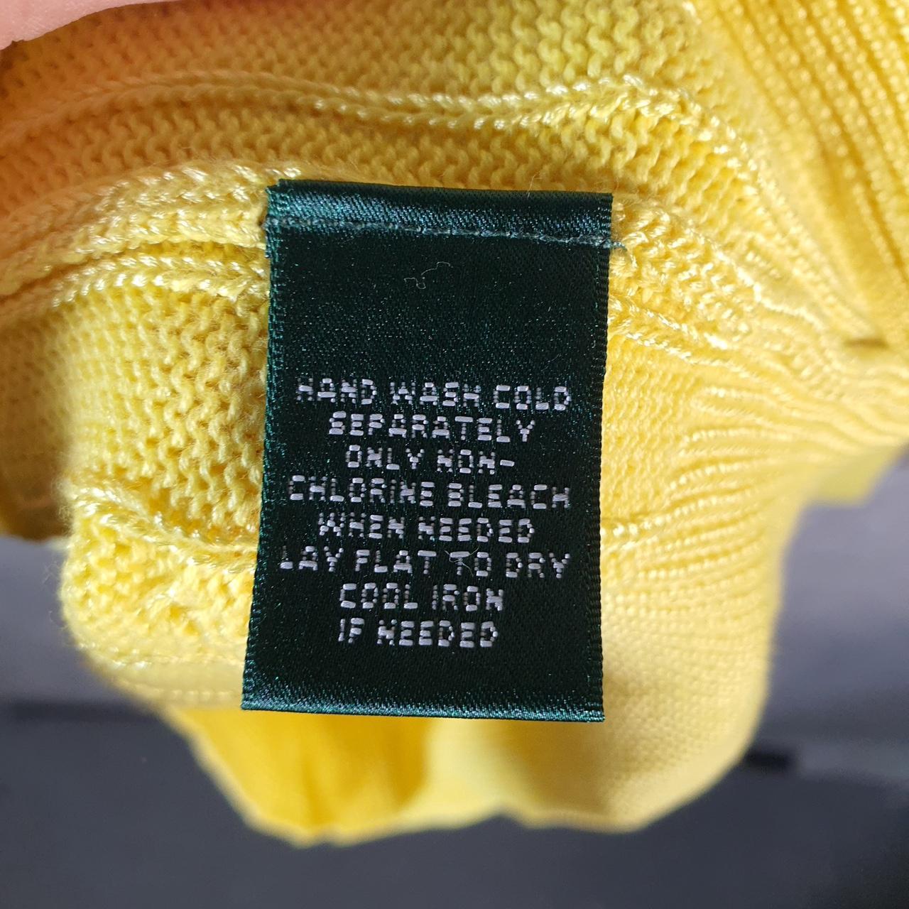 Vintage Ralph Lauren Polo Cable Knit Sweater Womens Large Yellow Cotton Pullover