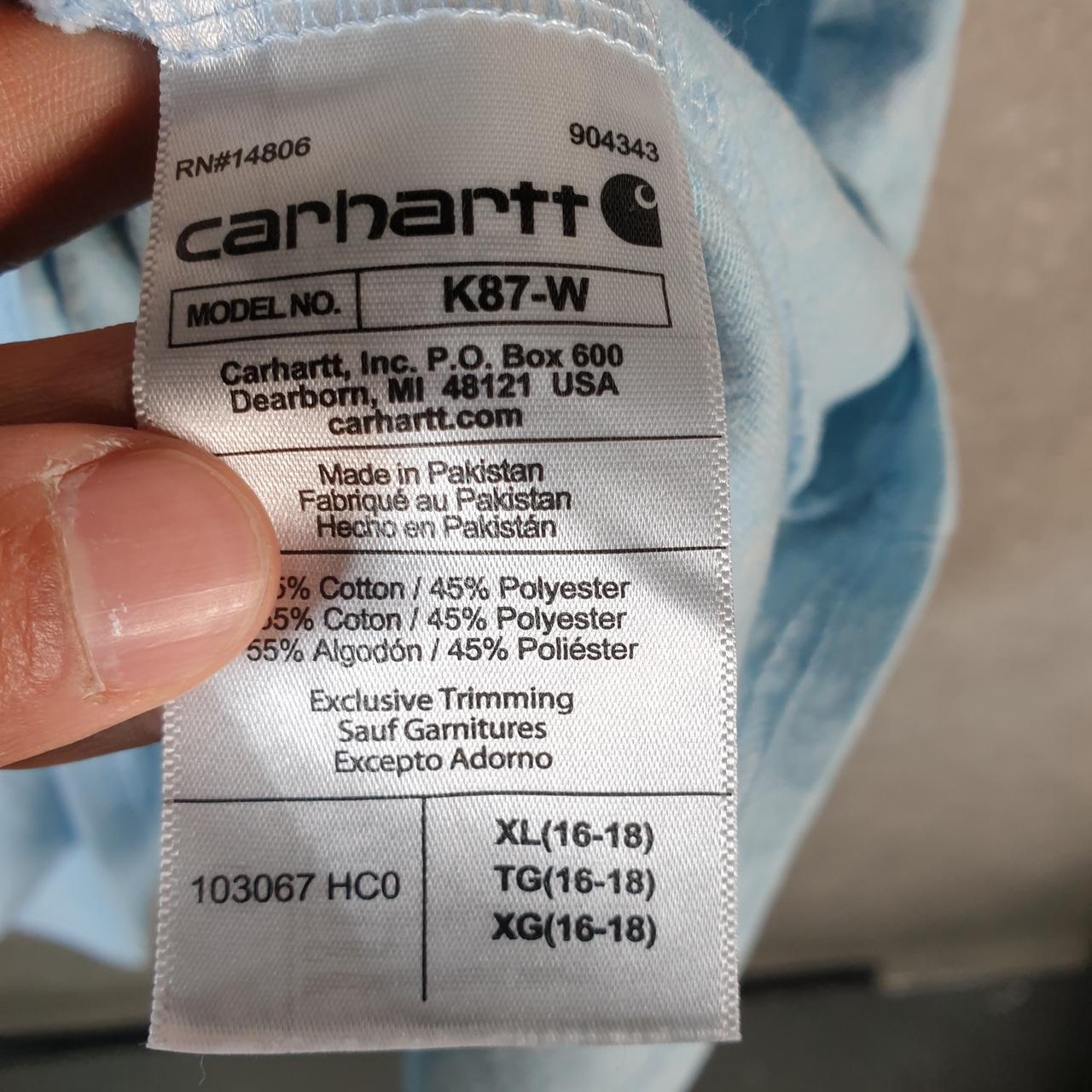 Vintage Carhartt Pocket T Shirt Womens XL Blue Workwear Chore Utility Loose Fit C9304