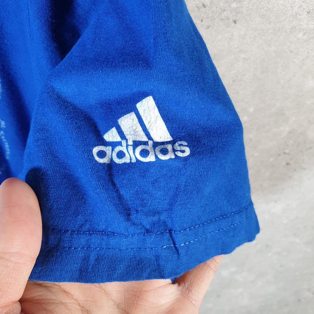 Vintage Adidas Amplifier Spellout T Shirt Men’s 2XL Blue Three Stripes Logo Athletic