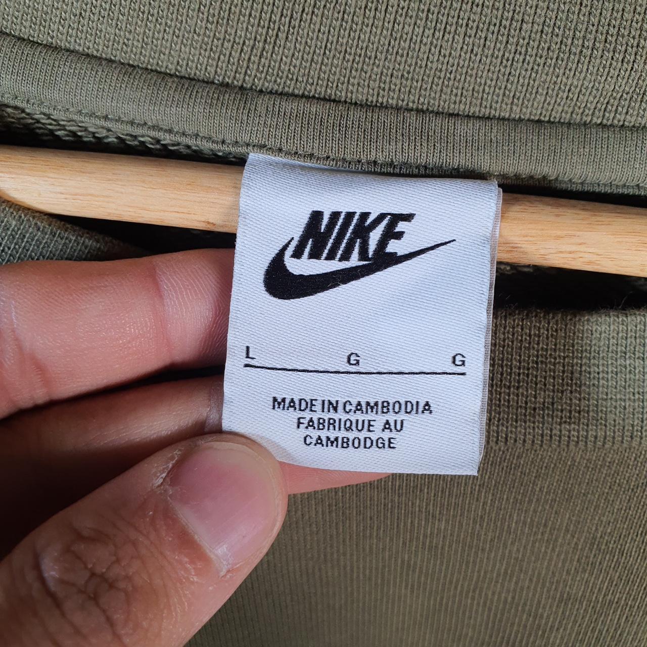 Vintage Nike Air Sweatshirt Men’s Large Khaki Green Swoosh Y2K Pullover Logo